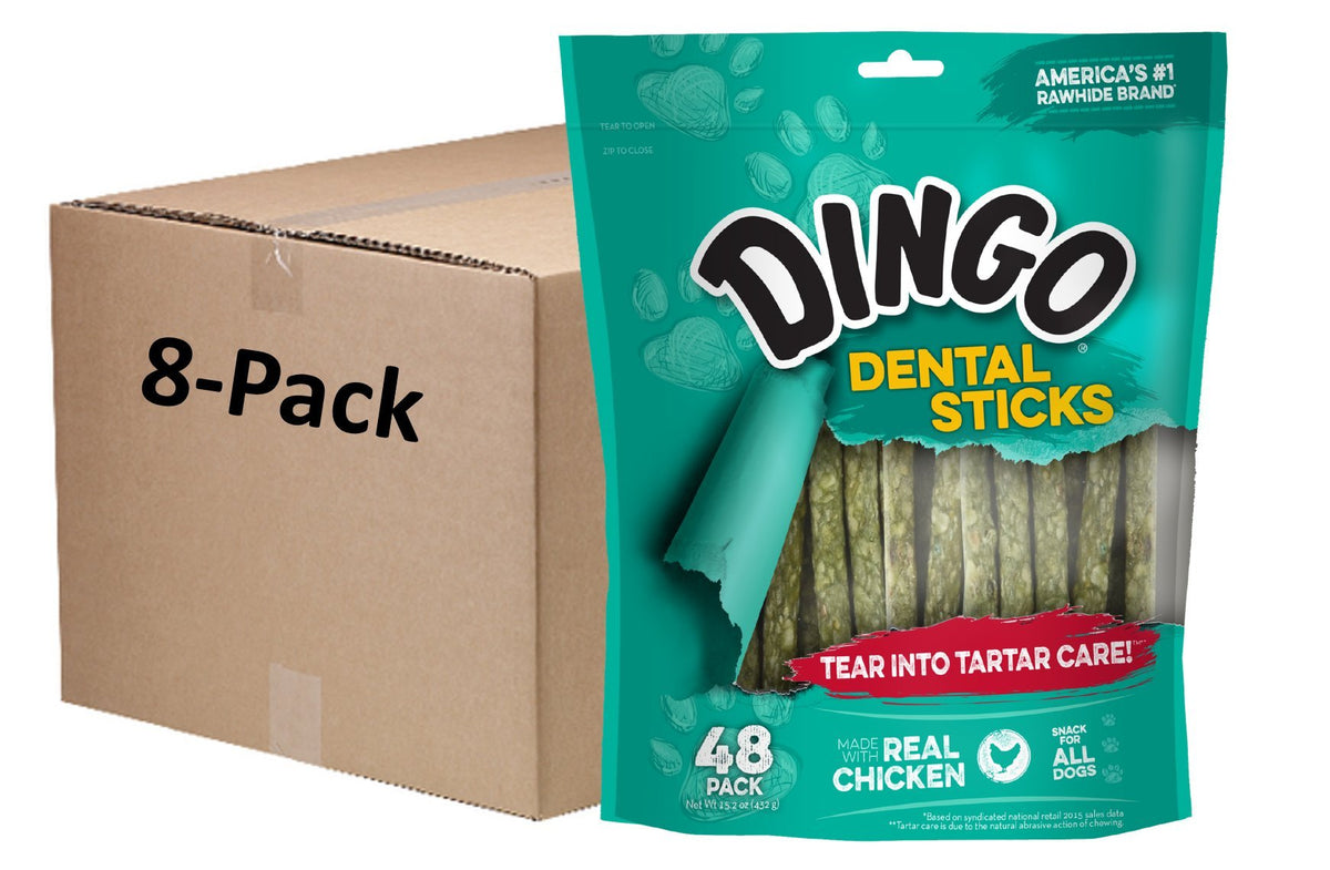 Dingo Tartar And Breath Dental Sticks For All Dogs, 48-Count (Pack Of 8)