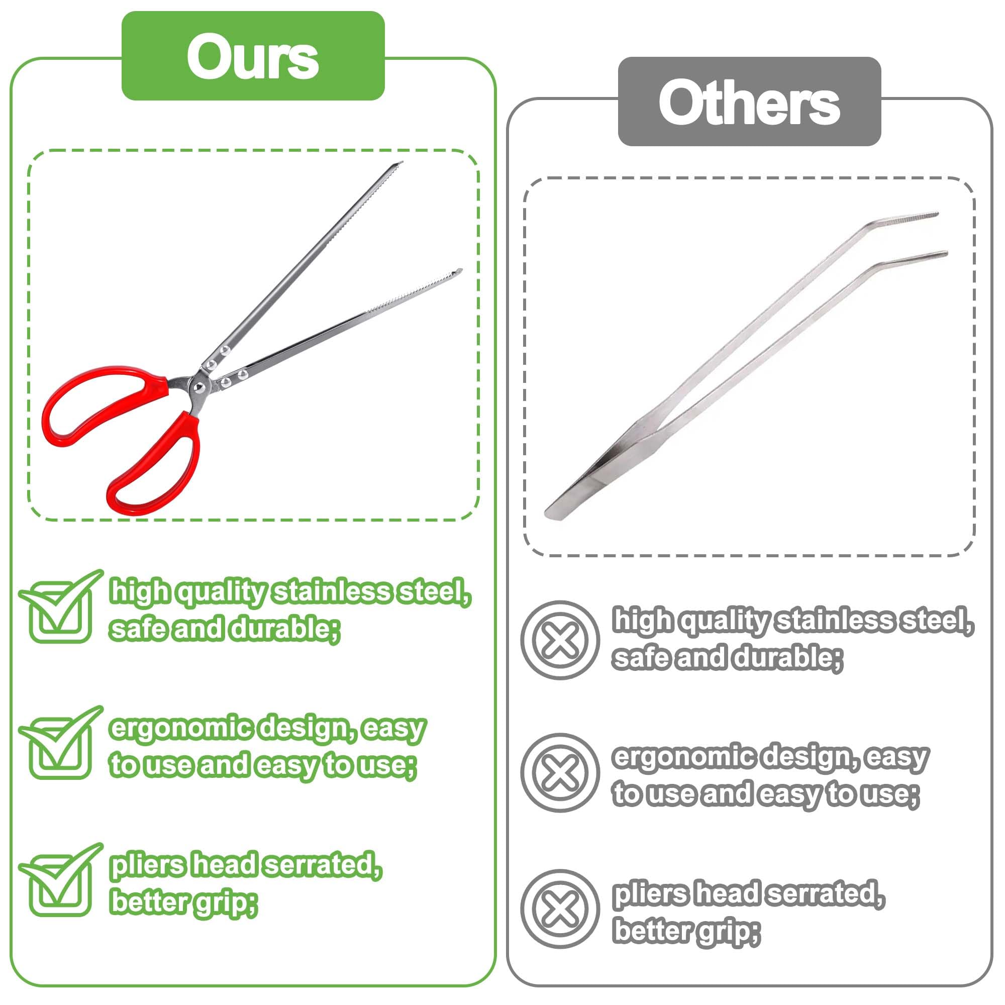 Snake Feeding Tongs,15 Inch Reptile Feeding Tongs,Extra Long Large Tweezers For Corn Ball Python Accessories,Bearded Dragon Tank