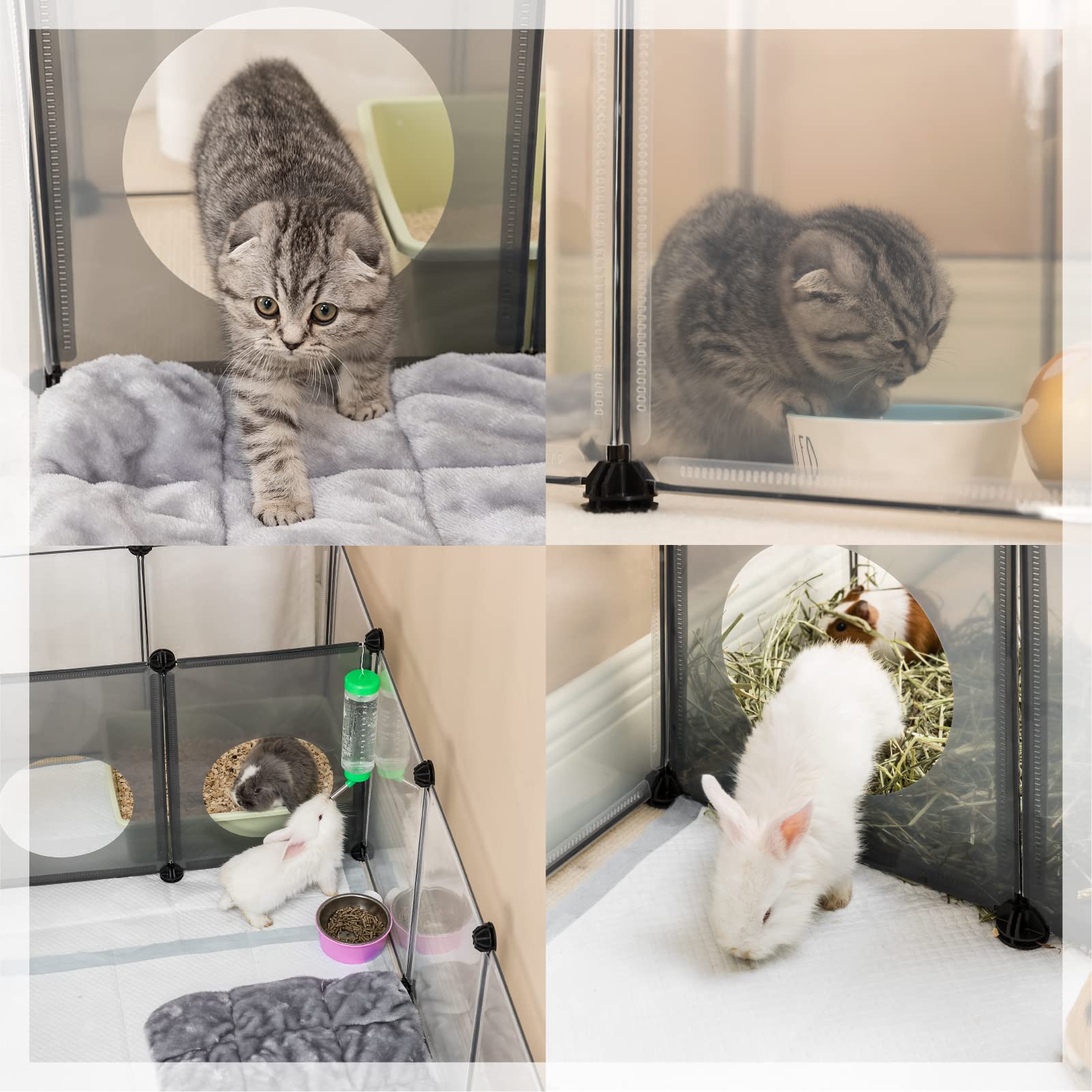 Dinmo Rabbit Playpen, Guinea Pig Cages, Hamster Cages, Interesting Game Holes Design For Small Animal, Bunny, Ferret, Hedgehog, Diy, Expanded, Portable, Exercise Fence, 61.4 X 25.4 X 16.4 Inches