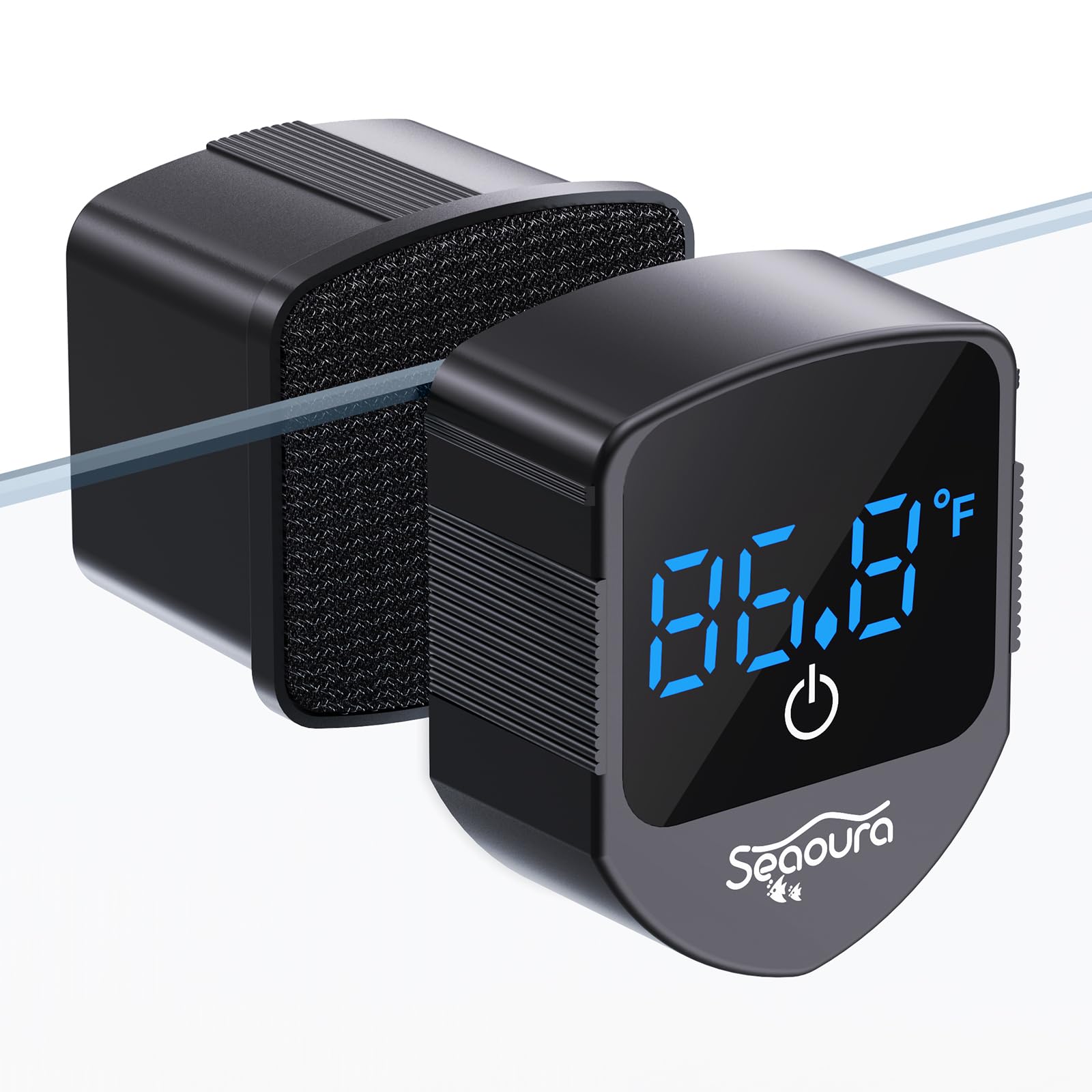 SEAOURA 2-in-1 Aquarium Magnetic Cleaner with Digital Aquariums Thermometer, Fish Mini Magnets Brush only for Glass Tank,Tiny Ma