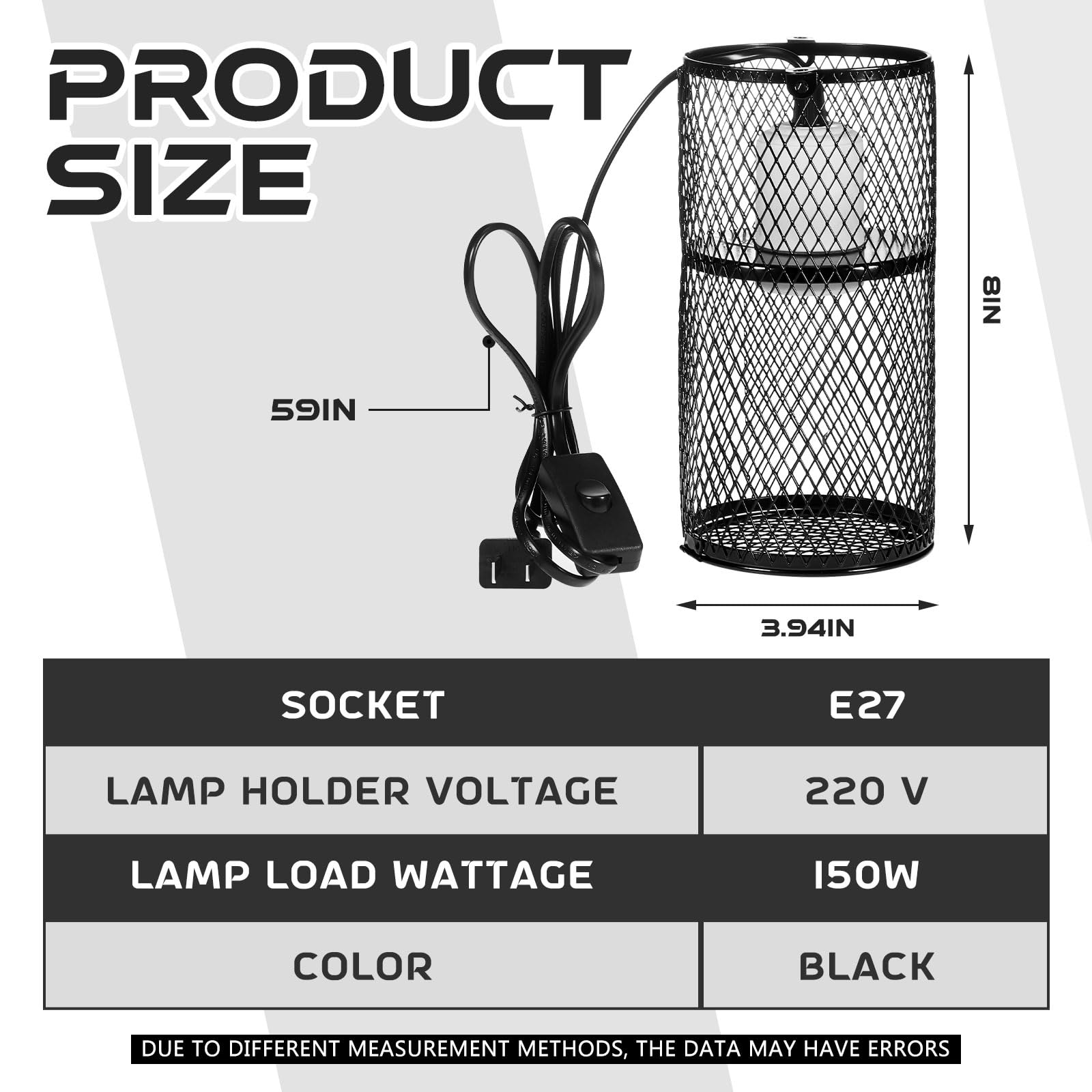 Vihose 2 Pcs Reptile Heat Lamp Guard With 150W Ceramic Heat Emitter Basking Anti Scald Heating Lamp Holder Mesh Cage Reptile Pro