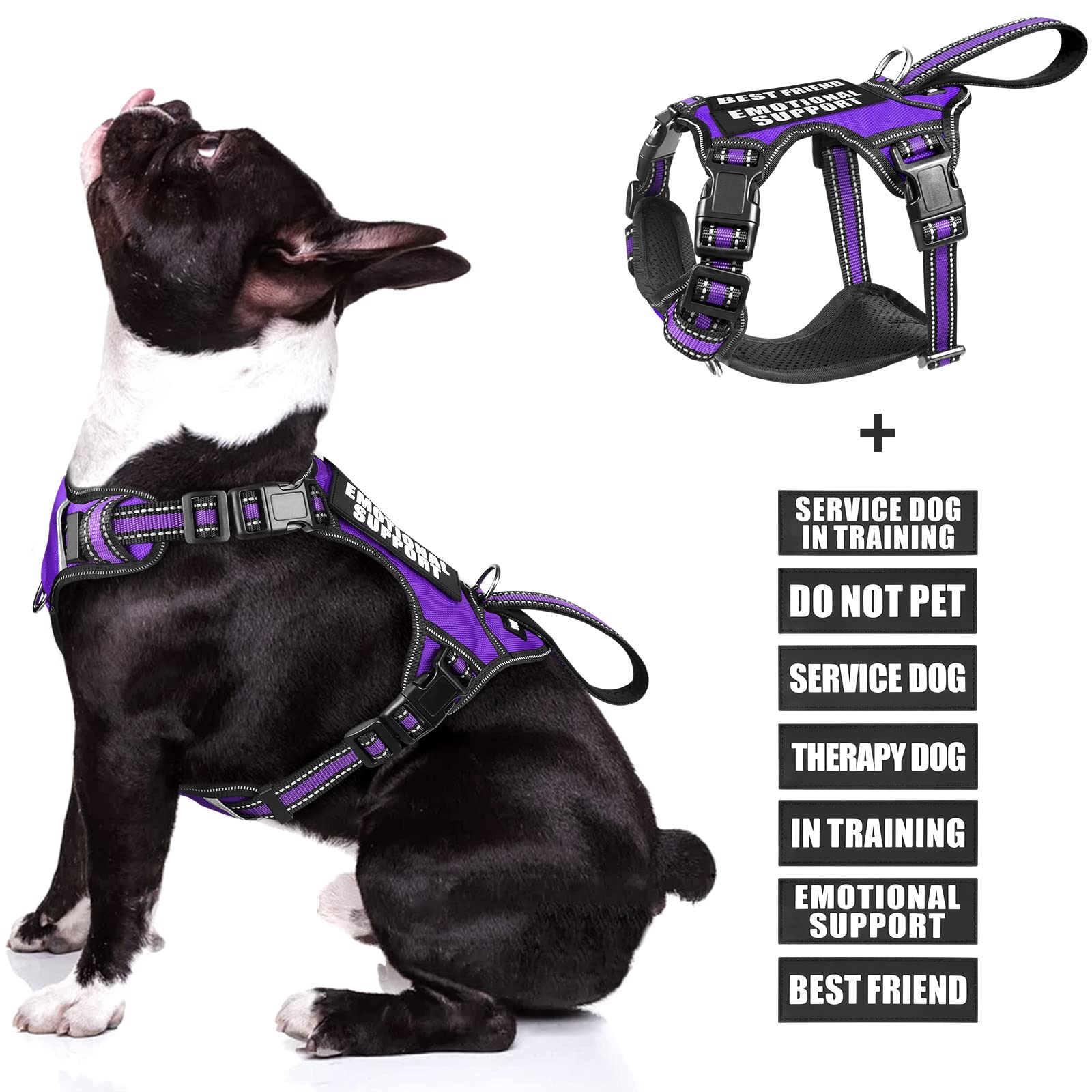 Winsee Service Dog Vest No Pull Dog Harness With 7 Dog Patches, Reflective Pet Harness With Durable Soft Padded Handle For Puppi