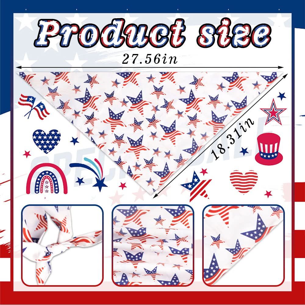 Alibbon 2 Pcs Patriotic Dog Bandanas, 4Th Of July Bandanas For Dogs, Star American Flag Triangle Pet Scarves Bibs For Cats, Inde