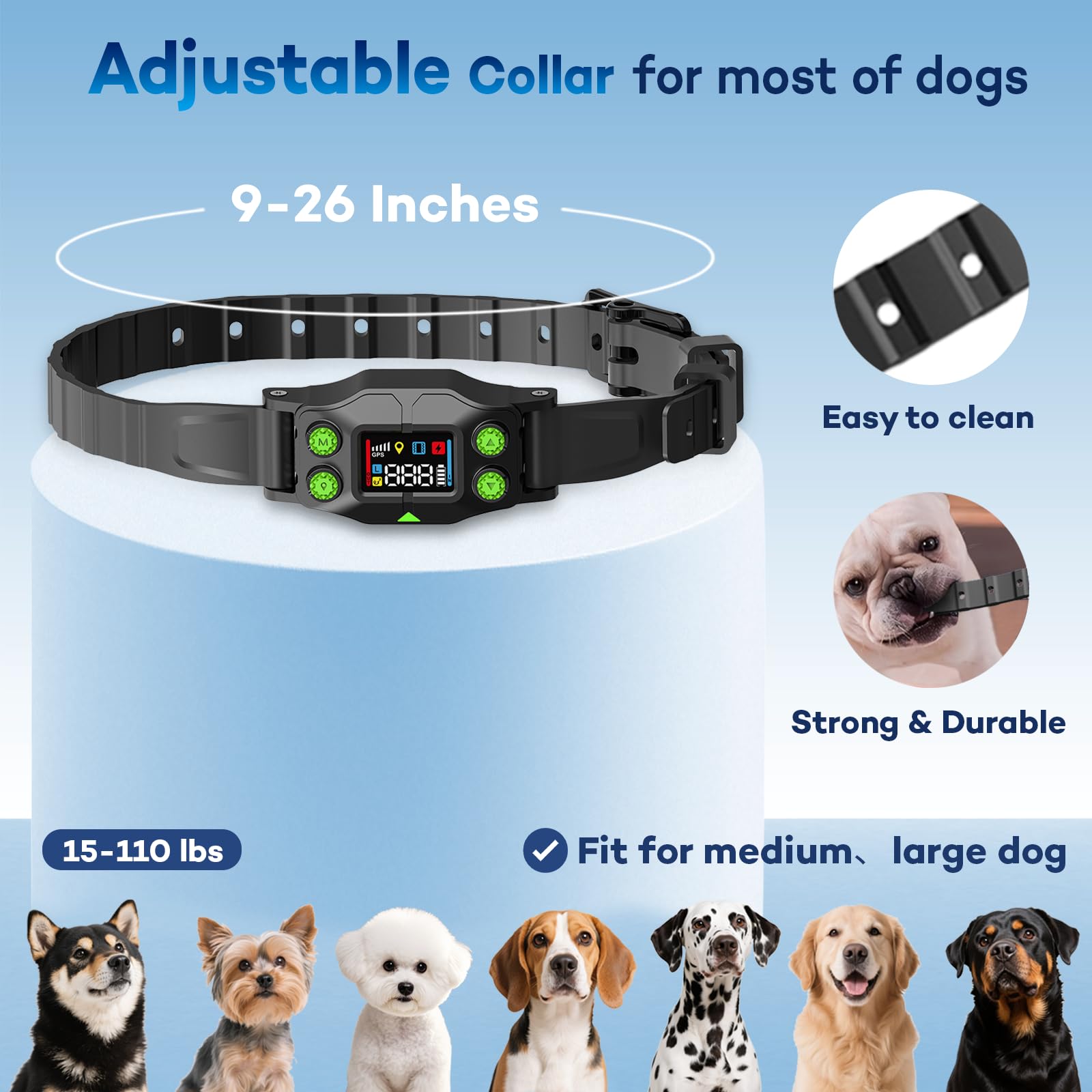 KALESMART GPS Wireless Dog Fence - Rechargeable Electric Collar, 25-999 Yards, IPX7 Waterproof, Black, F830plus for Medium & Large Dogs