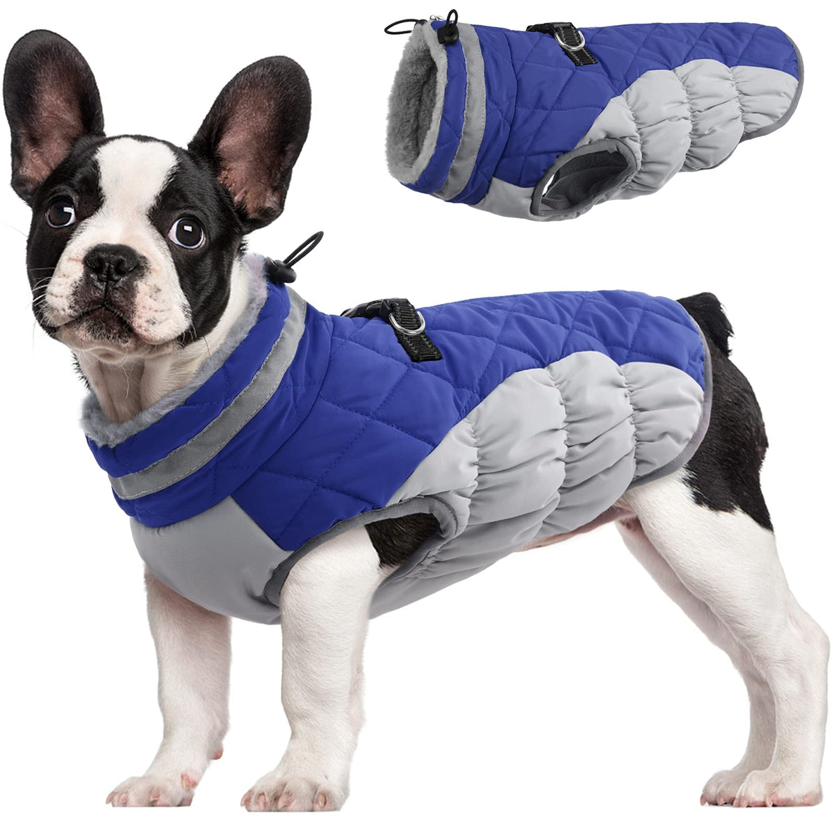 Fuamey Dog Coat,Warm Dog Jacket Winter Coat Paded Dog Fleece Vest Reflective Dog Cold Weather Coats With Built In Harness Waterp