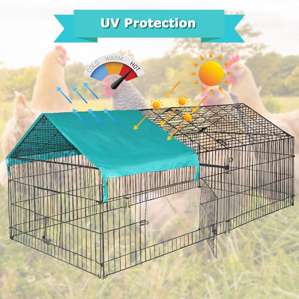 Bestpet 87' X 41'Large Metal Chicken Coop Run Enclosure Pen With Waterproof Cover Outdoor Backyard Farm Cage Crate Pet Playpen Exercise Pen For Rabbit Duck Hen