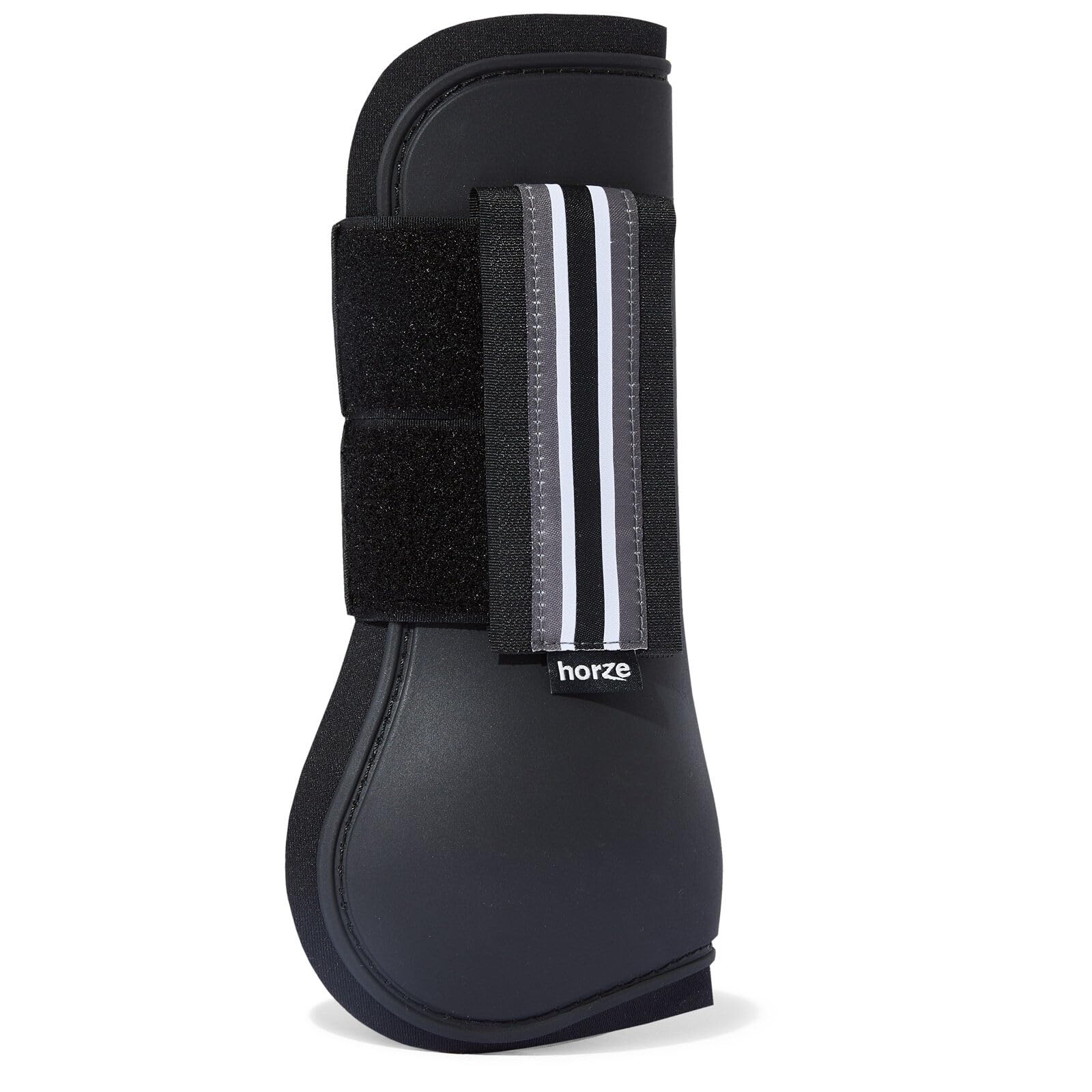 Horze Adepto Open Front Tendon Boots | Durable Shell With Neoprene Lining - Black - Pony