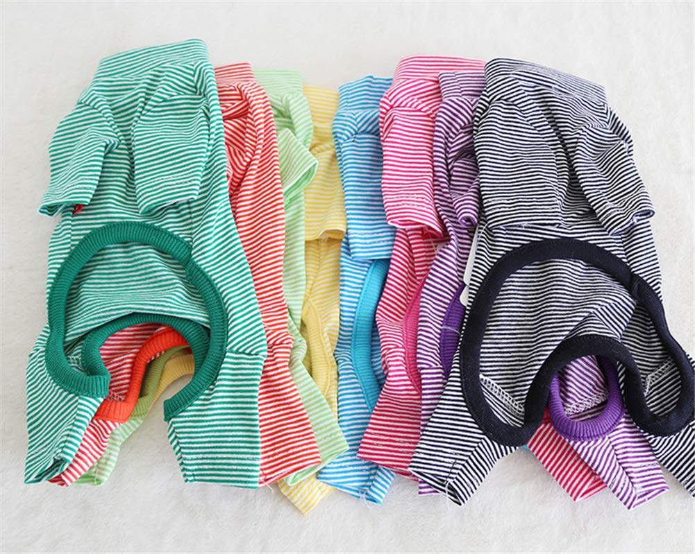 Hdwk&Hped Soft Cotton Dog Pajamas For All Seasons, Striped Pet Bottoming Jumpsuit For Small Dog Cat Puppy (#2, Thin Stripes Styl