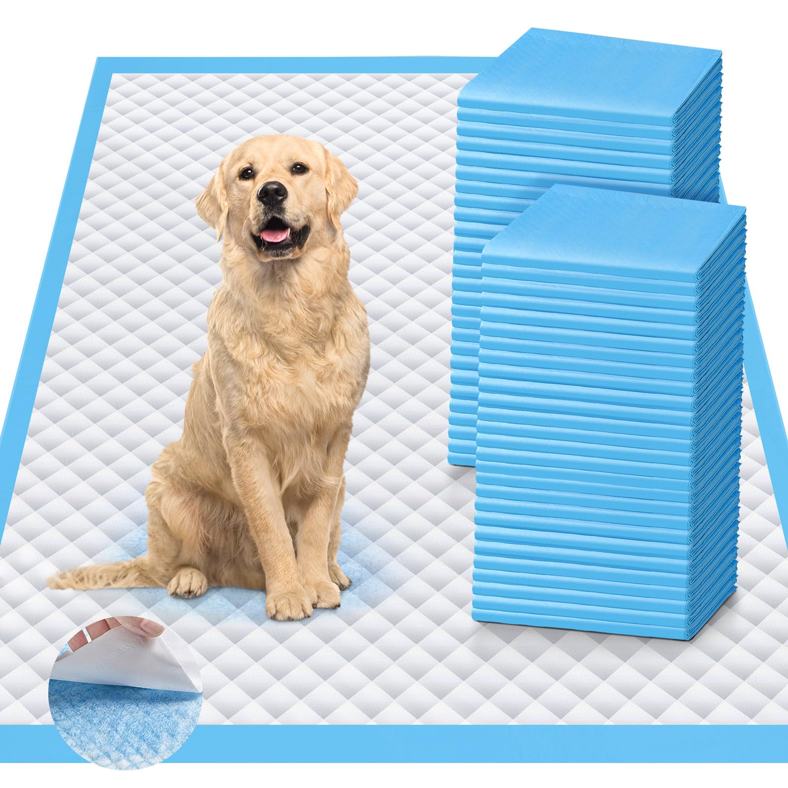 Upgraded 4XL 36x36 Thicken 6 Layers Dog Pee Pads, Ultra Absorbent Pee Pads, Absorb up to 12 Cups, Leak-Proof & Quick Dry Puppy P