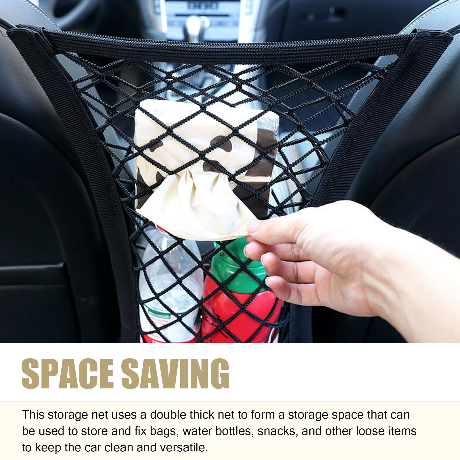 Mly 1 Pc Dog Net For Car, Heavy-Duty Car Net For Dogs, Dual Mesh & Adjustable Car Dog Barrier, Universal Pet Divider With Anti-R