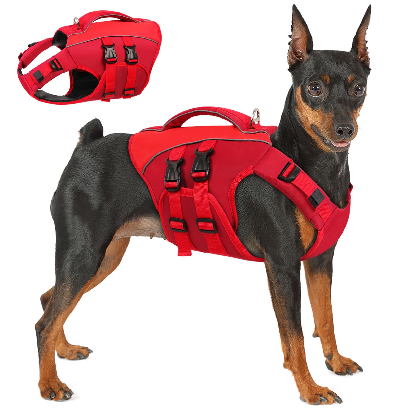Queenmore Dog Life Jacket,Life Vest For Extra Large Dogs,Reflective Dog Swimming Jacket,Superior Buoyancy Pet Lifesaver,High Flo