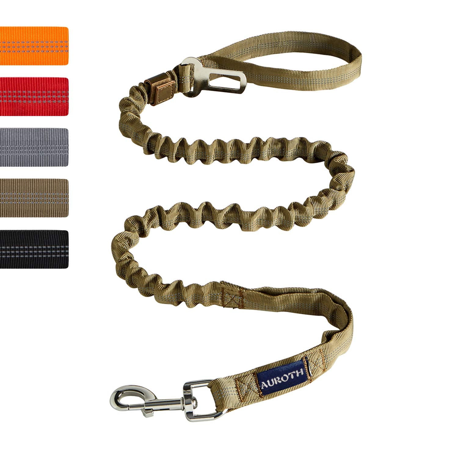 Bungee Dog Leash For Shock Absorption - Heavy Duty No Pull Training Leash For Medium & Large Dogs - Army Yellow, 6Ft/4.5Ft With 