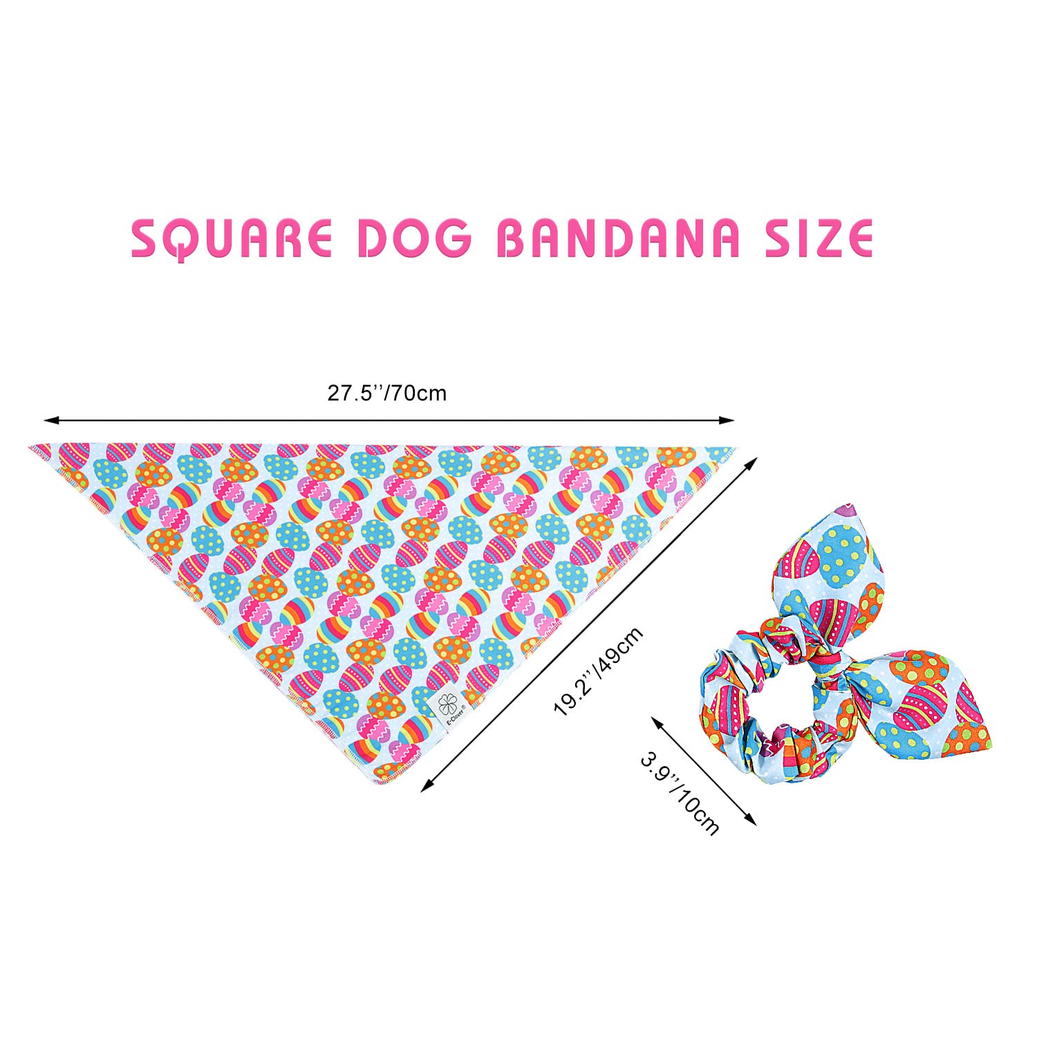 Easter Dog Bandana & Matching Scrunchie Set Egg Dog Bandanas Scarf With Bunny Hair Tie For Medium Large Dogs & Pet Owner Mom Gift