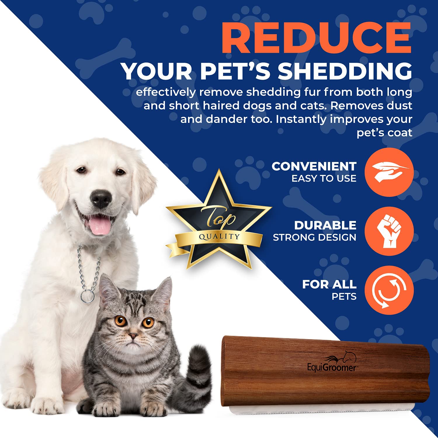 Equigroomer Deshedding Brush For Dogs And Cats  Undercoat Tool For Large And Small Pets  Comb Removes Loose Dirt, Hair And Fur W
