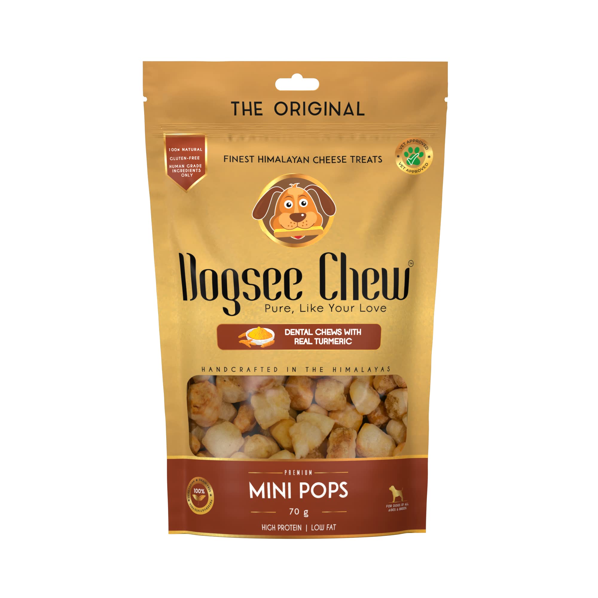 Dogsee Chew Mini Pops for Dogs and Puppies - Turmeric | Dental Treats | High Protein | Low Fat | Helps Fight Plaque & Tartar | W