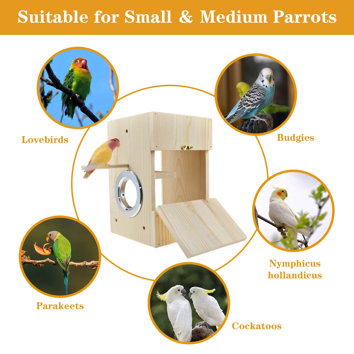 Cooshou Bird Nest Box Parakeet Breeding Nest Box Bird Nest House Wooden Acrylic Transparent Breeding Box For Finch Lovebirds Cockatiel Budgie Conure Parrot