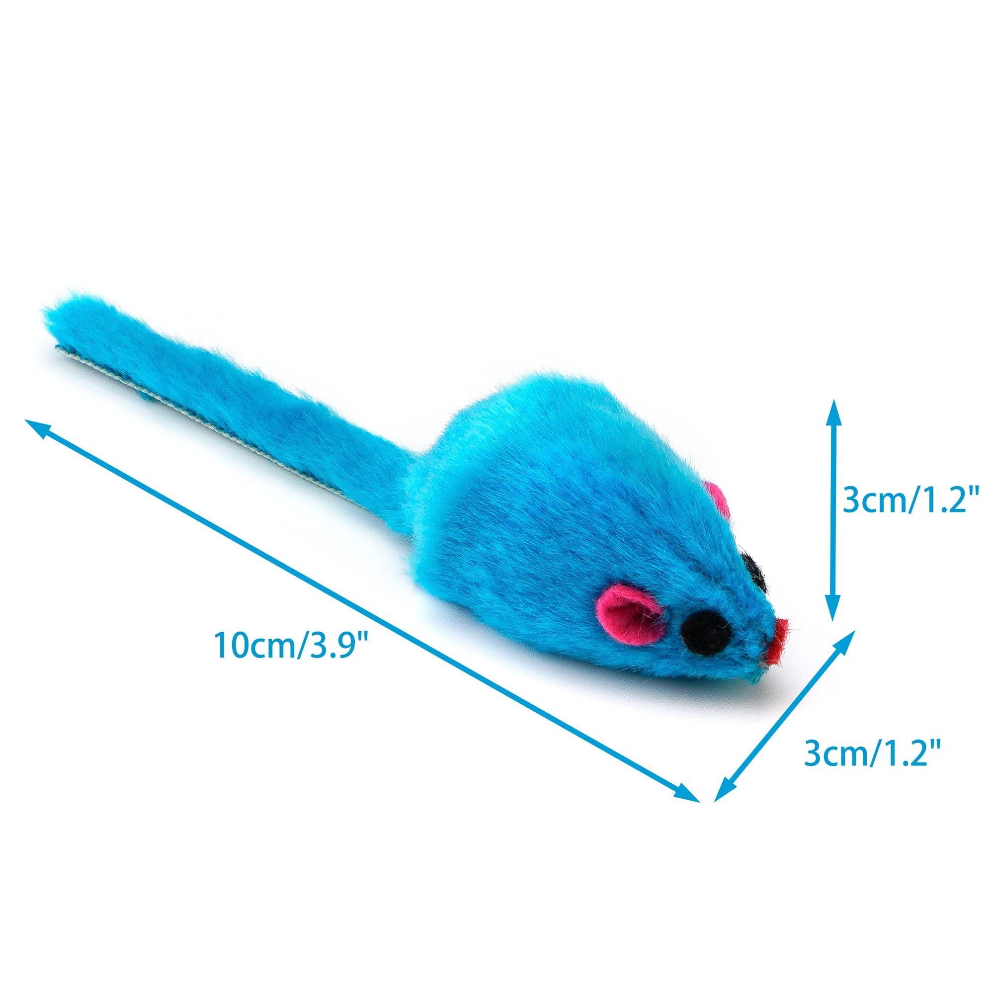 Chiwava 60Pcs 4.1'' Furry Cat Toy Mice Rattle Small Mouse Kitten Interactive Play Assorted Color