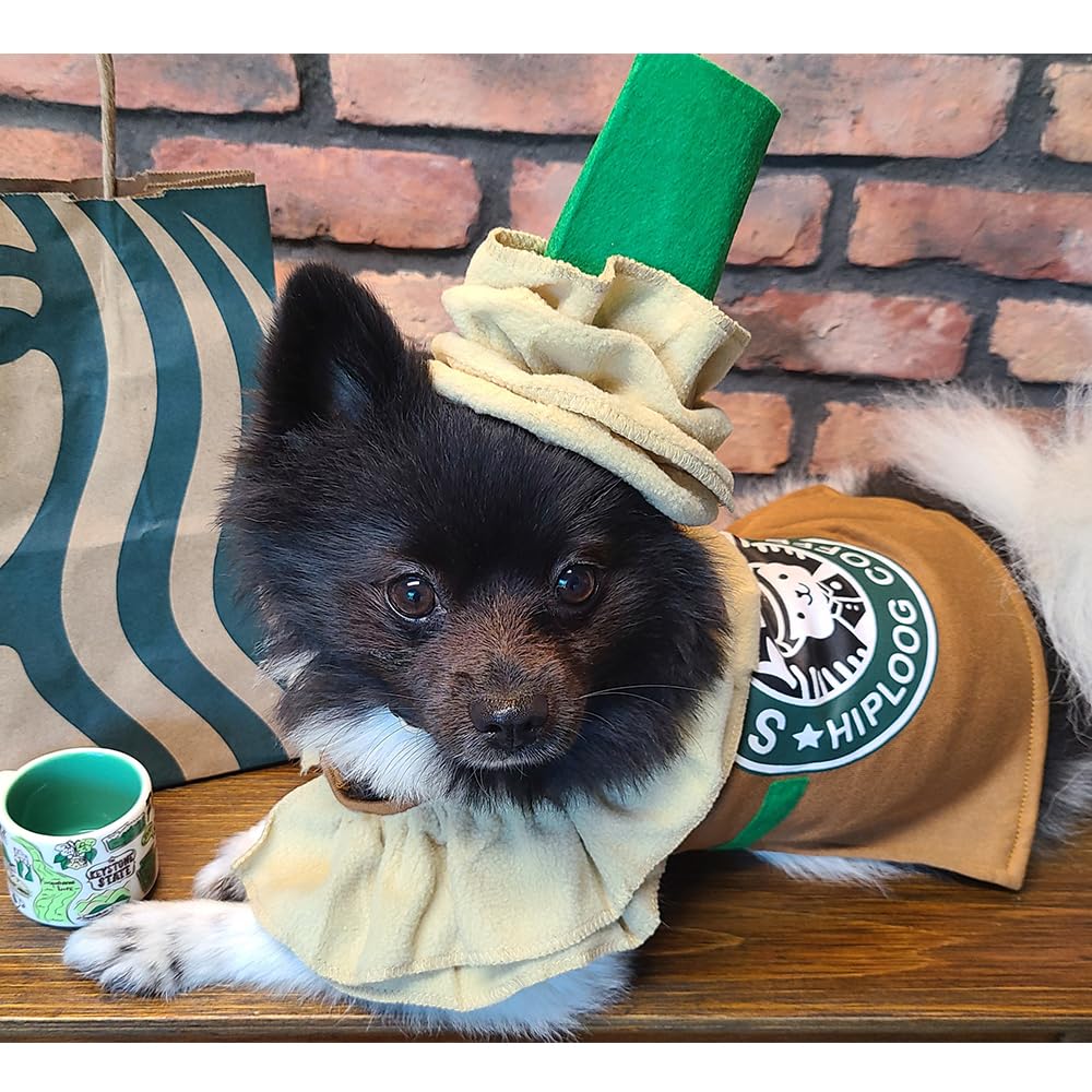 Latte Dog Costume Dog Halloween Costume, Coffee Dog Costumes Halloween Christmas Pet Cat Costume, Pet Costumes For Small Medium Dogs Puppy Dog Cosplay Costume Halloween Party Special Events