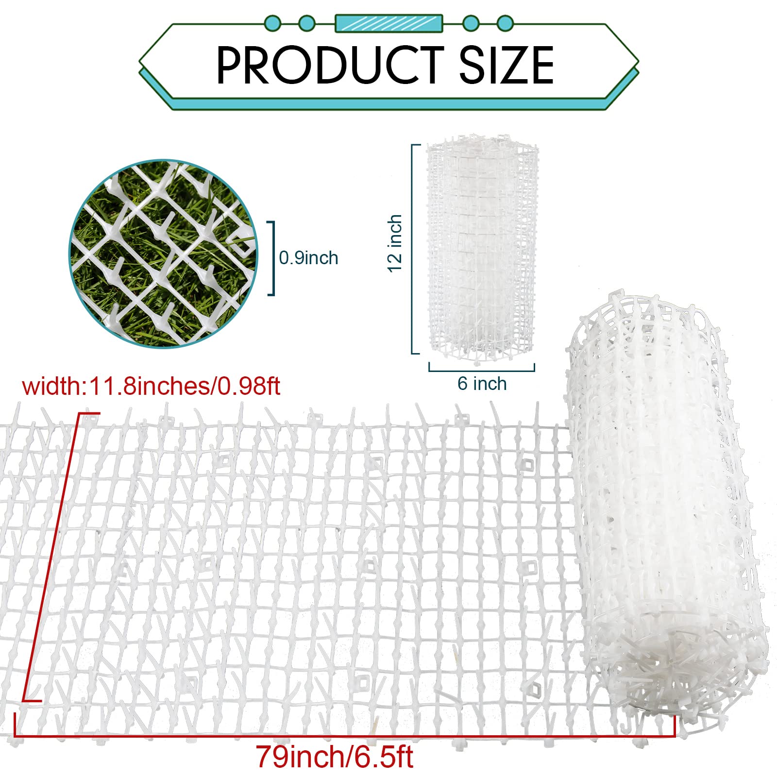 Scat Mat With Spikes Prickle Strips For Cats Dogs Spiked Mat Network Digging Stopper For Garden Fence Outdoor Indoor Keep Pet Dog Cat Off Couch Furniture (79 X 12 Inch, White)