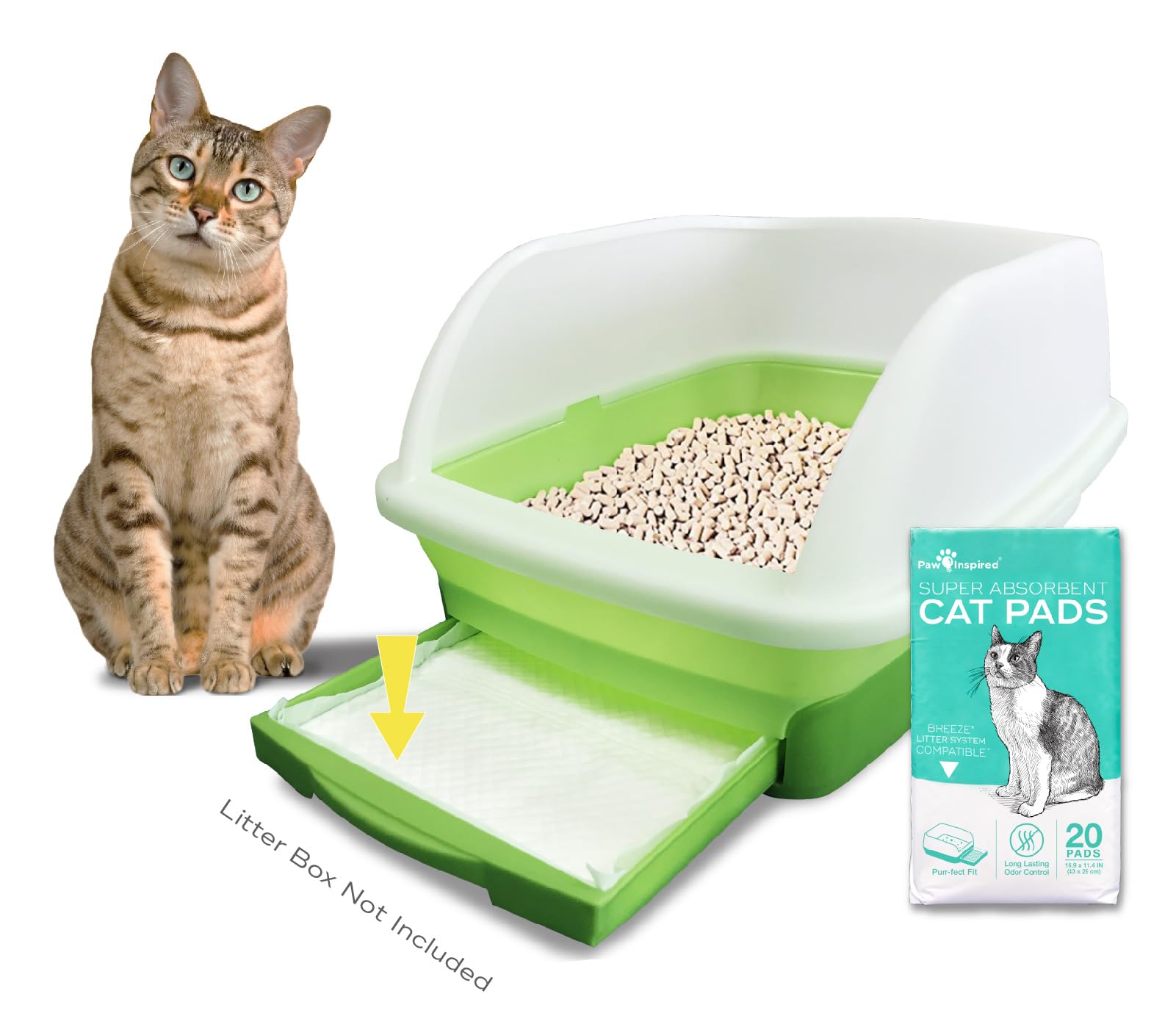 Peritas Cat Pads | Generic Refill For Breeze Tidy Cat Litter System | Cat Liner Pads For Litter Box | Quick-Dry, Super Absorbent, Leak Proof | 16.9'X11.4' (Original, 20 Count)