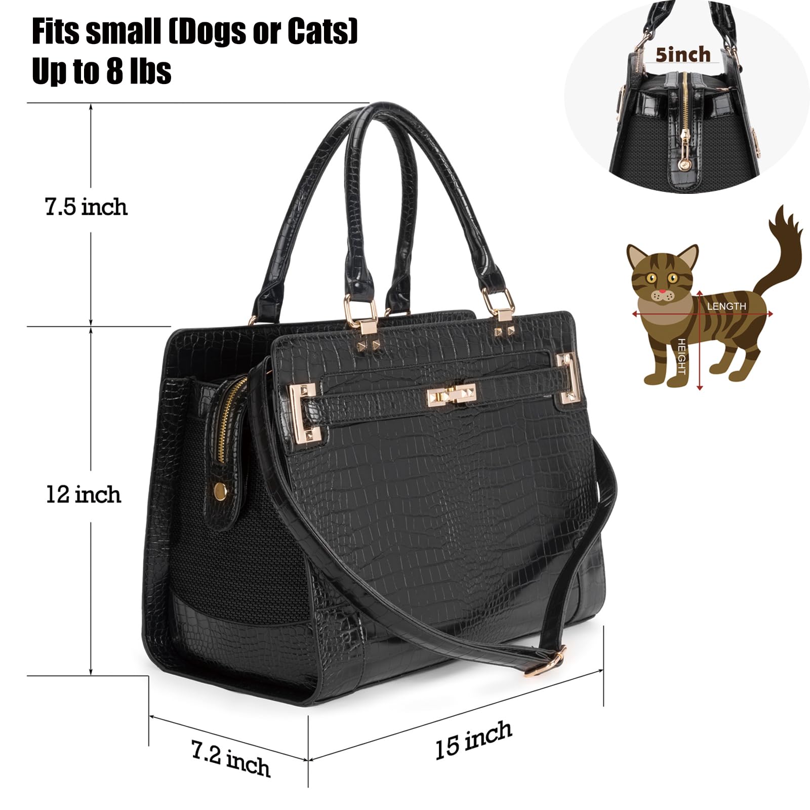 Fashion Pet Carrier Dog Cat Carrier Purse Soft-Sided Leather Handbag Pet Tote Bag For Small Dogs Puppy And Cat Tsa Airline Appro