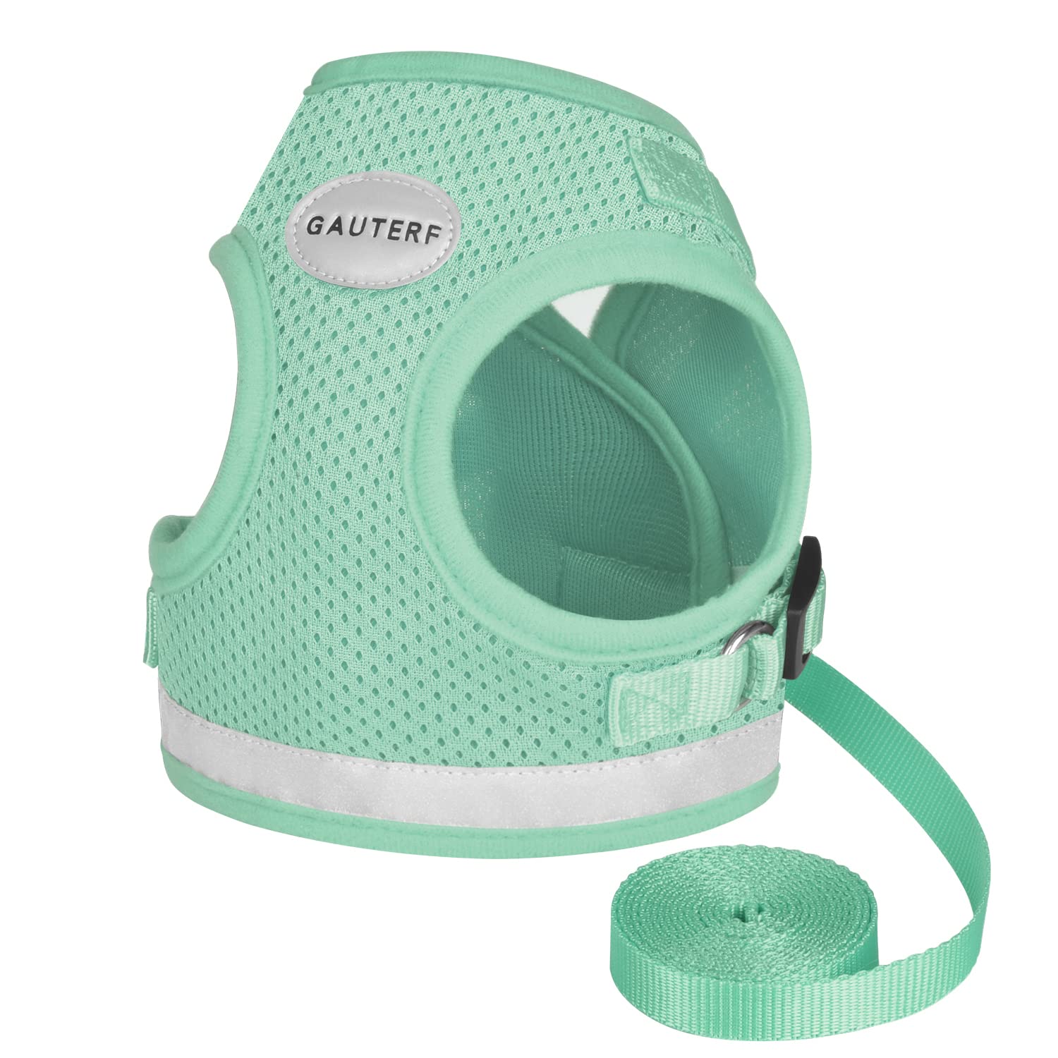 Cat Harness And Puppy Harness With Leash Set, Escape Proof Cat Harness, Adjustable Reflective Soft Mesh Vest Fit Puppy Kitten Outdoor Harness (Cyan, Xs, Chest: 6' - 8')