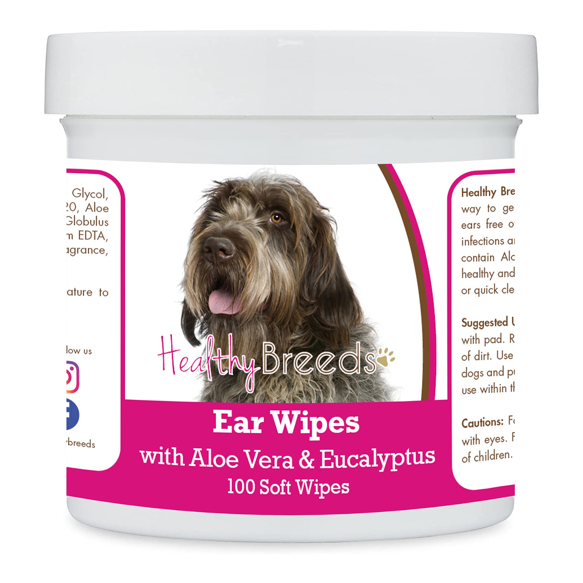 Healthy Breeds Wirehaired Pointing Griffon Ear Cleaning Wipes with Aloe & Eucalyptus for Dogs 100 Count