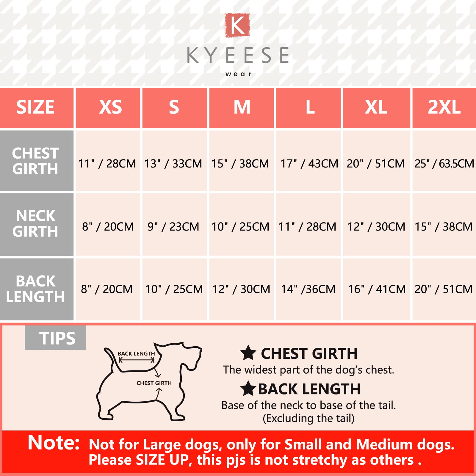 Kyeese Dog Pajamas Medium Dog Pjs Onesie 4 Legs Jumpsuits Dog Apparel