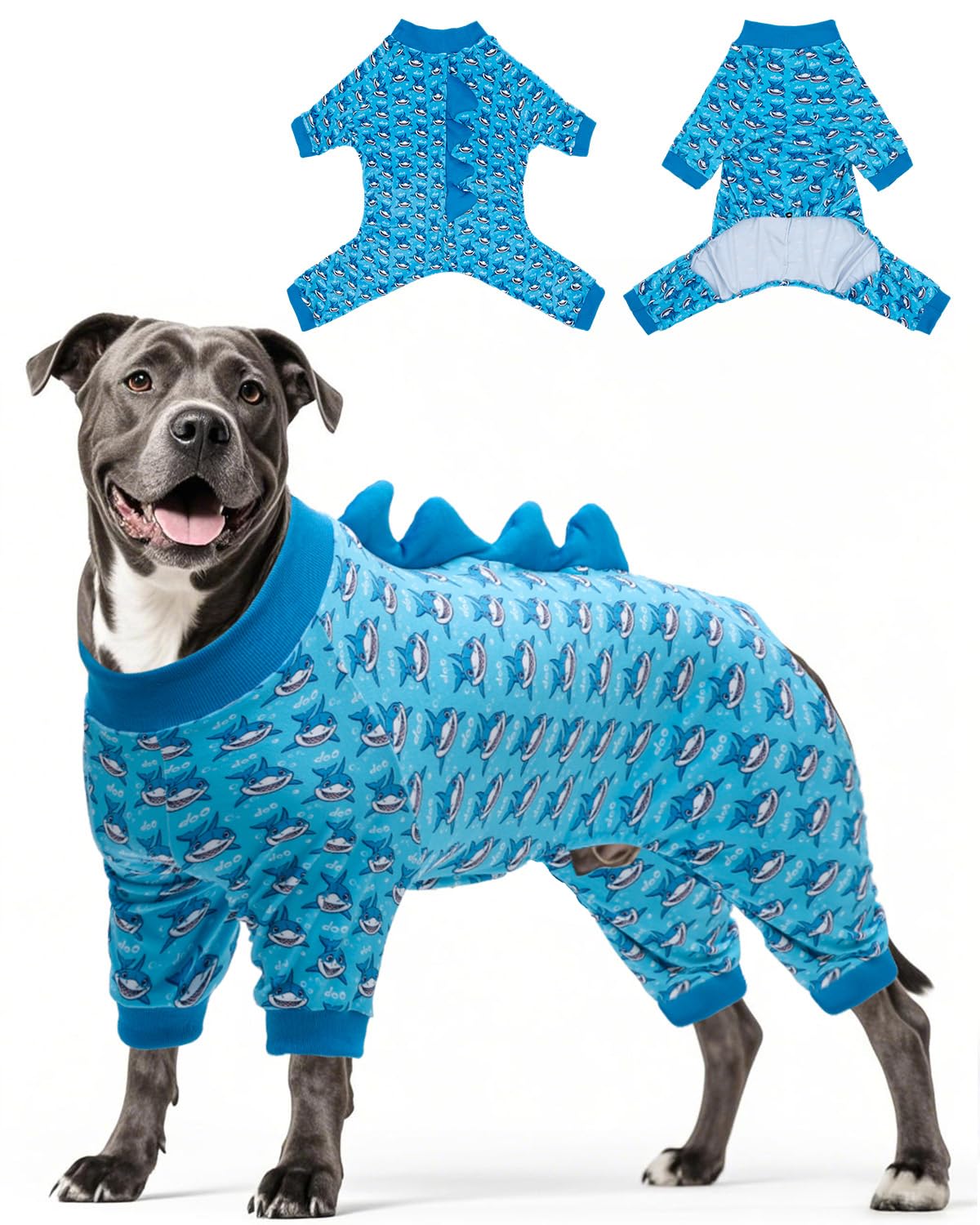 Cutebone Shark Costume Dog Pajamas, Stretchy Spandex Crystal Velvet Sleepwear Coat For Small Dogs, Soft & Warm Pet Outfit Clothe