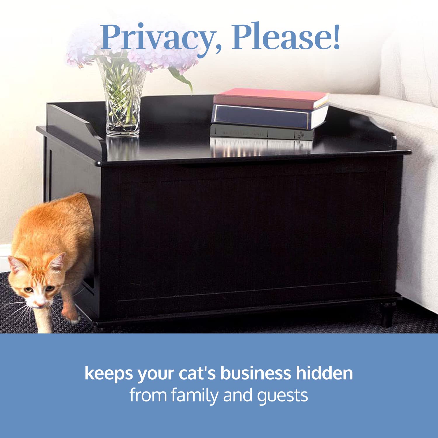 Designer Catbox Cat Litter Box Enclosure, Hidden, Dog-Proof Pet Furniture With Cover, Elegant, Covered, Odor Contained For Large