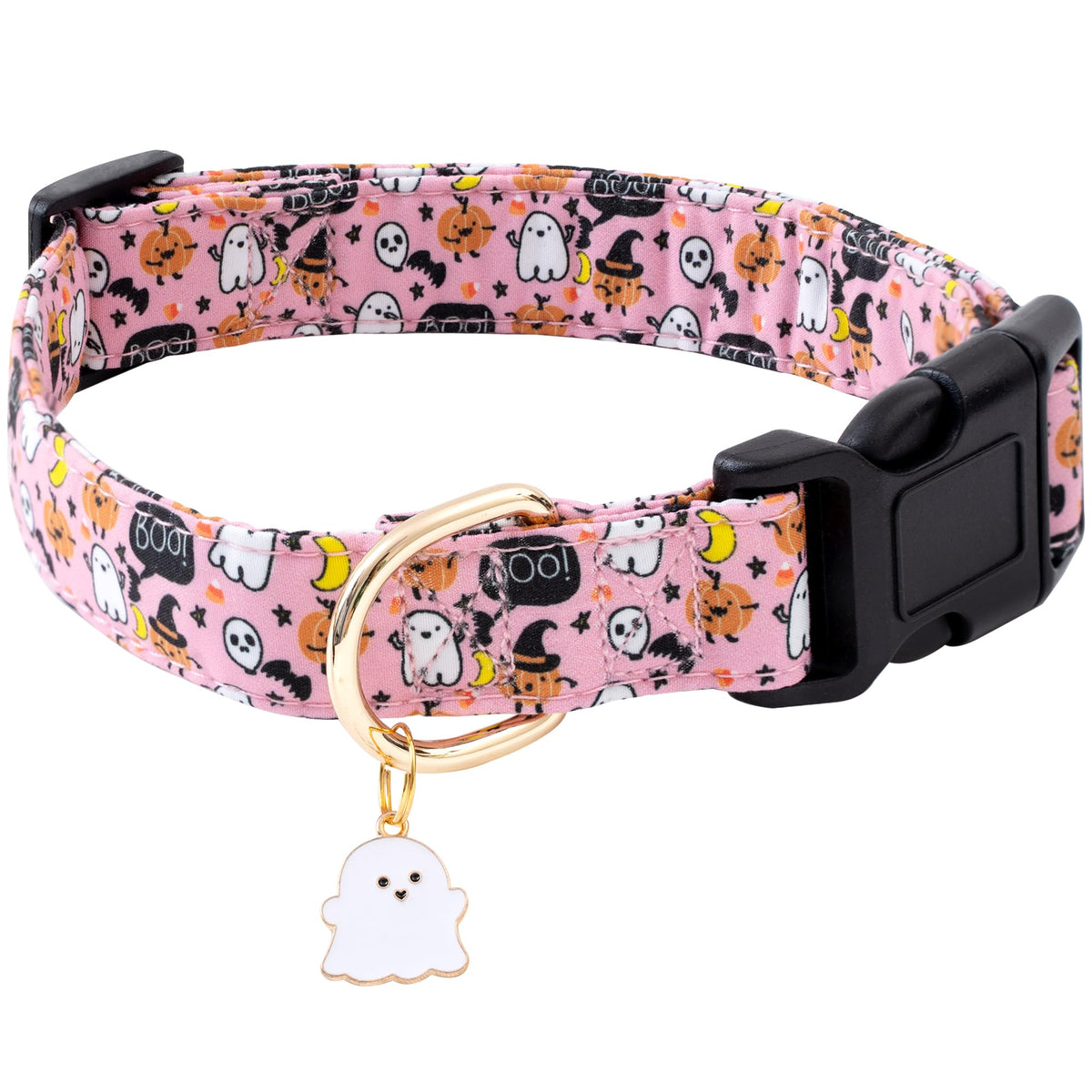 Faygarsle Halloween Fall Dog Collar For Small Medium Large Dogs Fashionable Cute Collar For Male Female Dogs Pink Cotton Dog Collar Spectre Pumpkin Pattern Xs