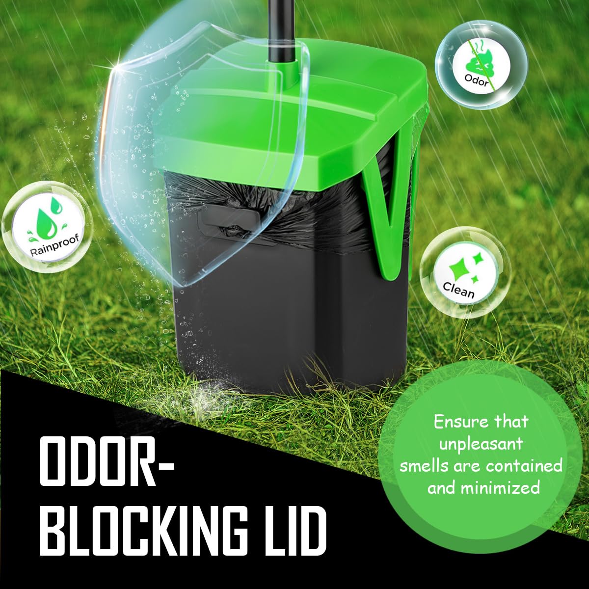 FUSBUNTY Pooper Scooper Swivel Bin & Rake with 100 Waste Bags, Dog Pooper Scooper with Bag Attachment for Large Medium Small Dog