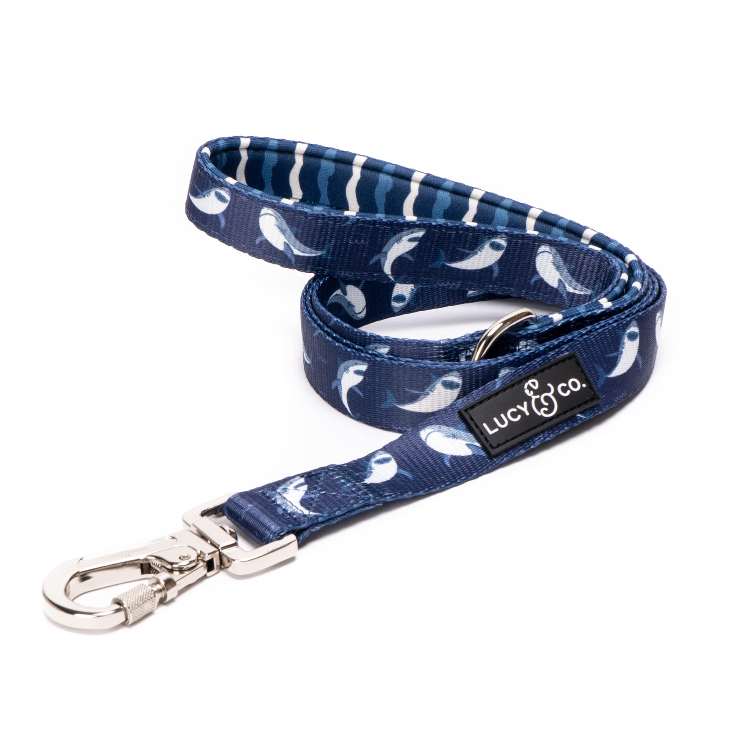 Lucy & Co. 5 Foot Designer Dog Leash - Best for Big, Small, or Medium Dogs - Puppy Leash - Shark Attack Pattern