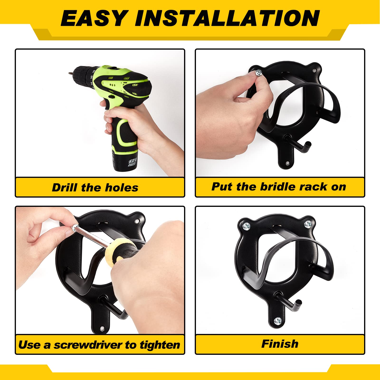 6 Counts Horse Bridle Rack Bridle Bracket Bridle Hooks Horse Tack Storage Halter Hanger Metal Bridle Holder With Tubes And Screw