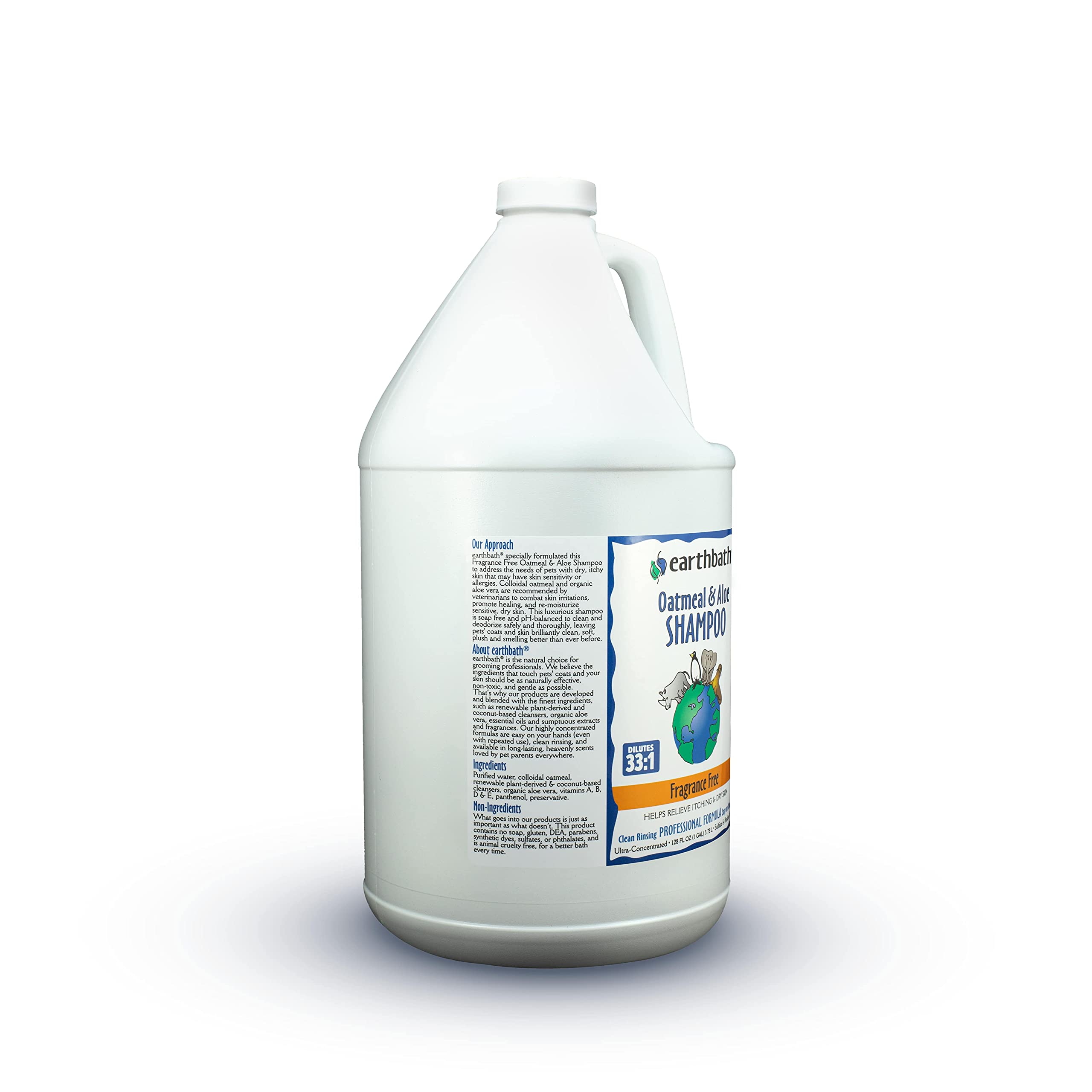 Earthbath, Oatmeal & Aloe Dog Shampoo - Oatmeal Shampoo For Dogs, Itchy, Dry Skin Relief, Dog Wash, Made In Usa, Cruelty Free, Fragrance Free Pet Shampoos - 1 Gallon 128 Oz (1 Pack)