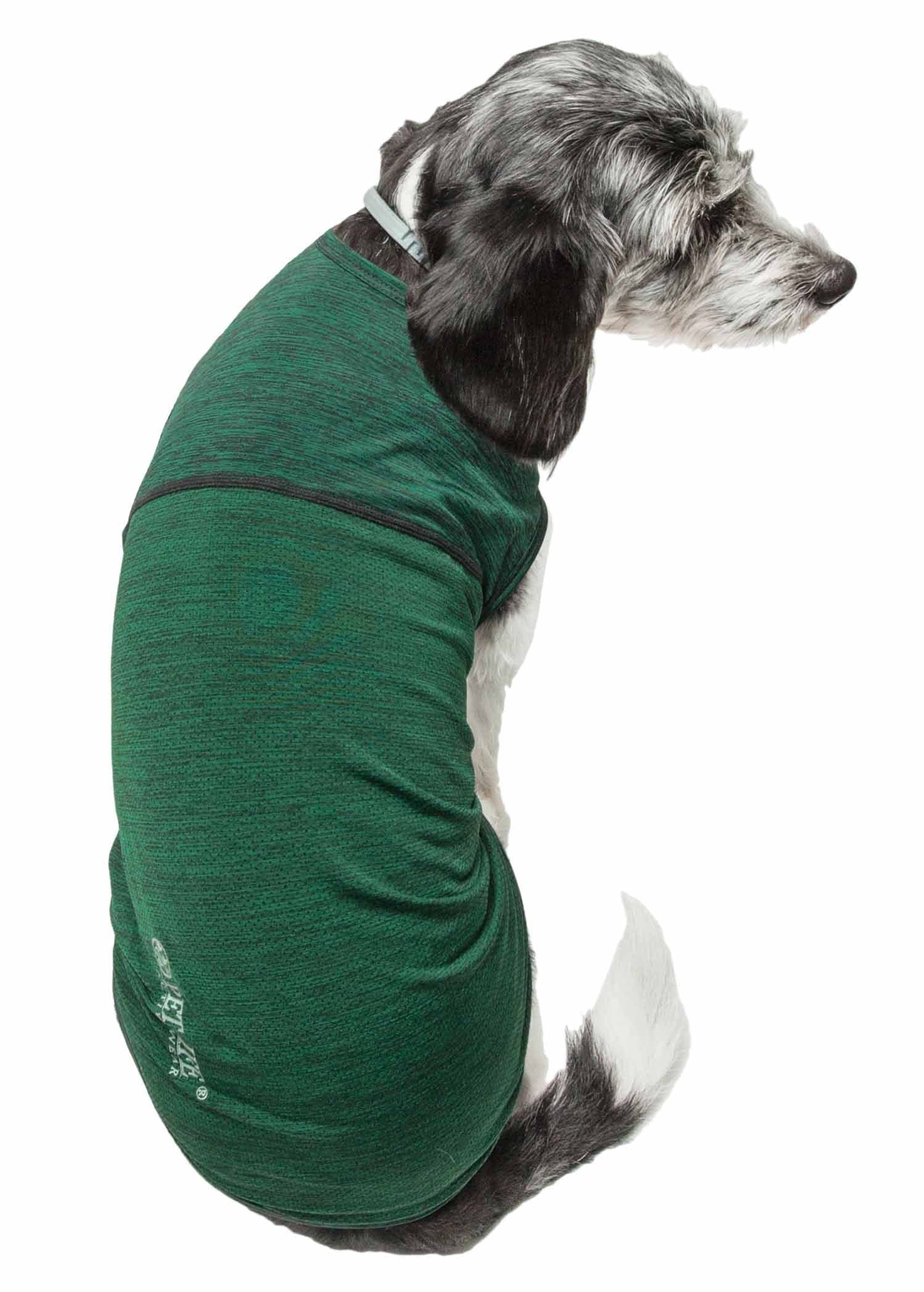Pet Life Active 'Aero-Pawlse' Heathered Quick-Dry And 4-Way Stretch-Performance Dog Tank Top T-Shirt(D0102H7Ltng.)