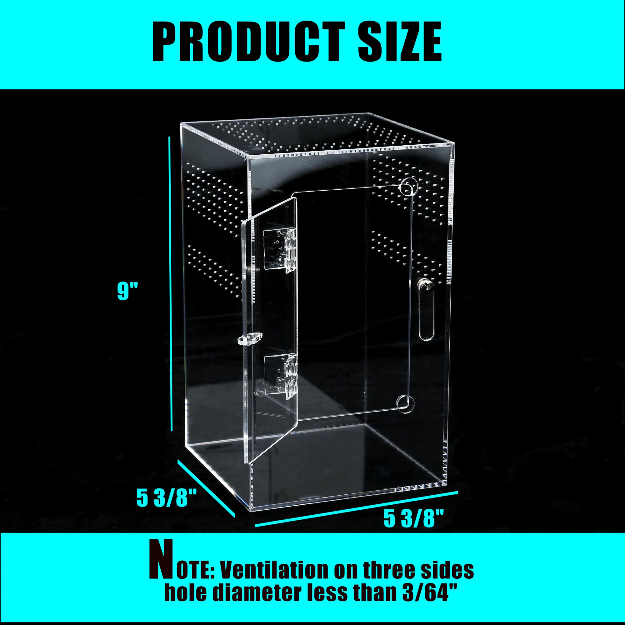 Acrylic Tarantula Enclosure Jumping Spider Enclosure With Front Opening Door5.3 * 5.3 * 9 Inches Micro Habitat Terrarium For Sma