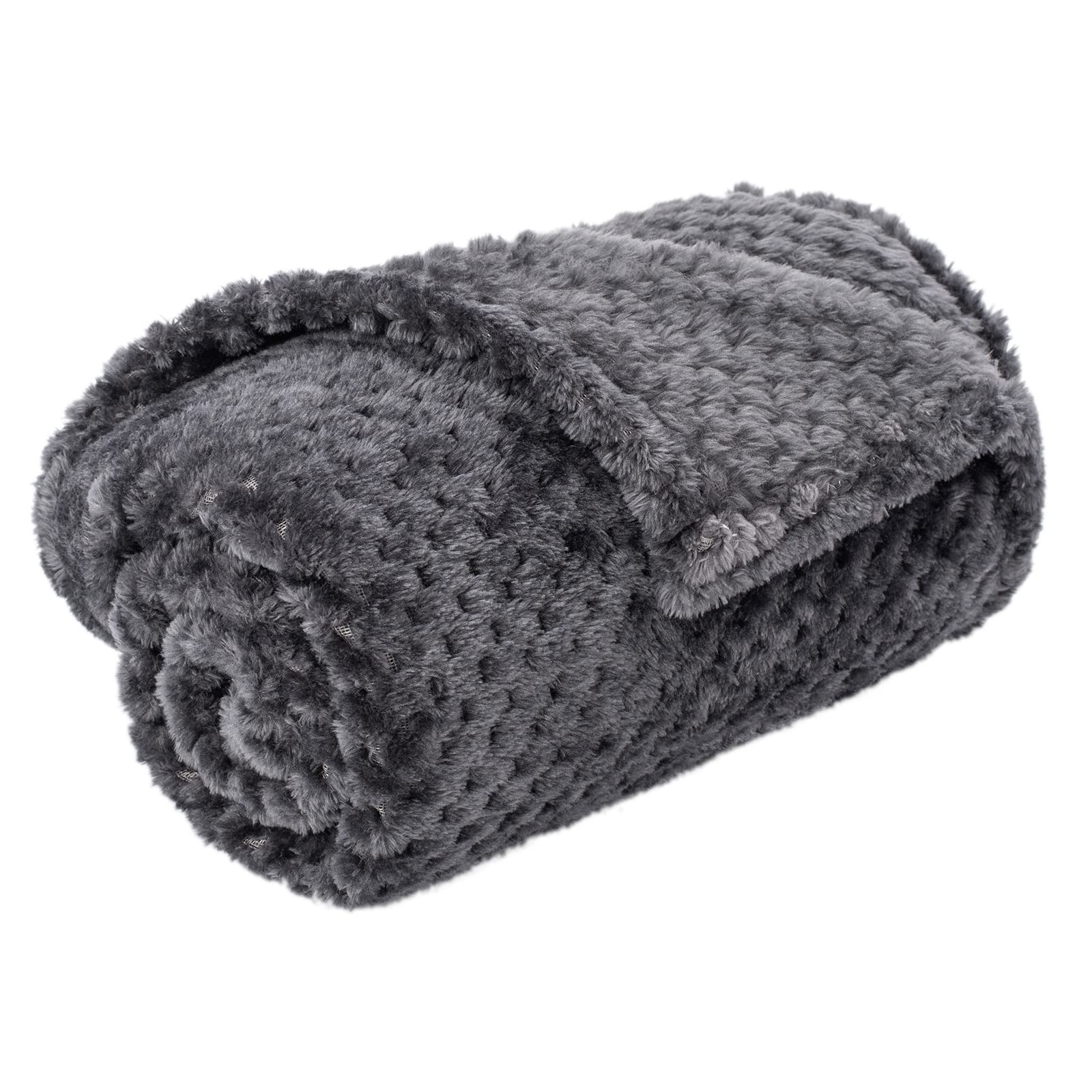 Warm Soft Fuzzy Dog Or Cat Blanket, Plush Fleece Throws For Bed, Couch, Sofa, Travel (M/32'' X 40'', Grey Black)