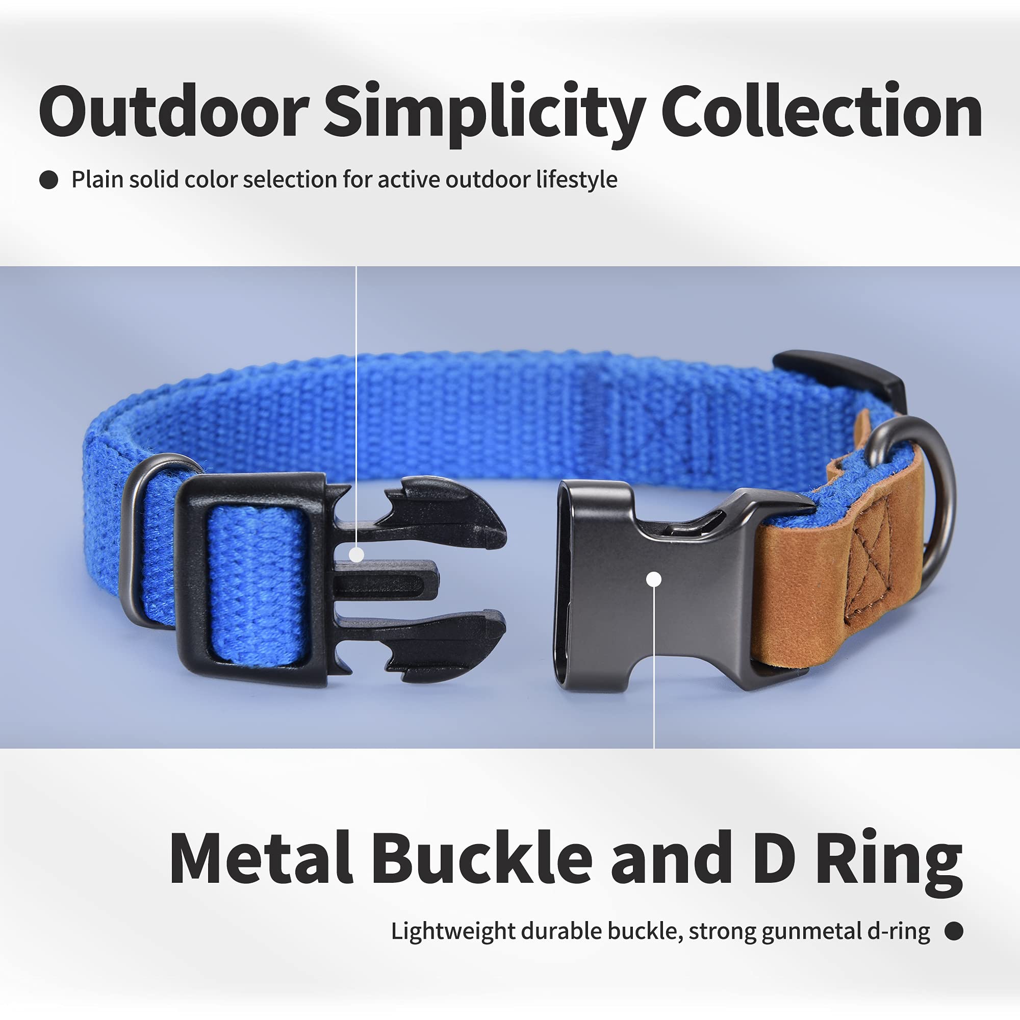 Mile High Life Dog Collars | Soft Cotton Dog Collars W Heavy Metal Buckle | Classic Puppy Collar W Premium Genuine Leather Tips