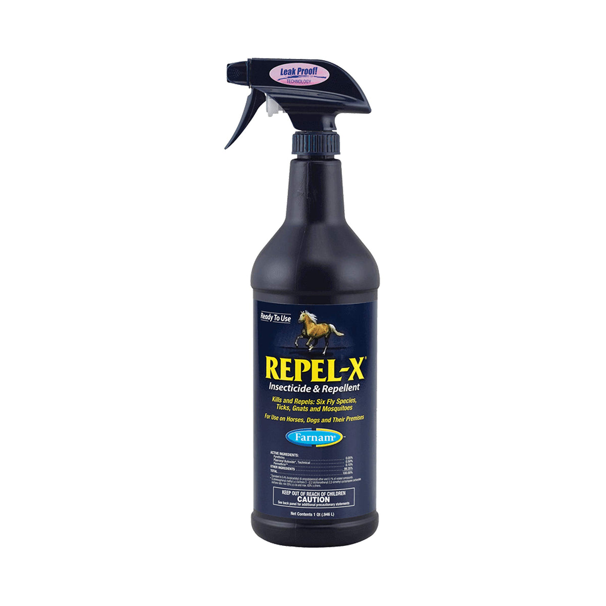 Farnam Repel-X Ready-To-Use Fly Spray, Insecticide And Repellent For Horses And Dogs, 32 Fluid Ounces, 1 Quart Bottle With Trigg