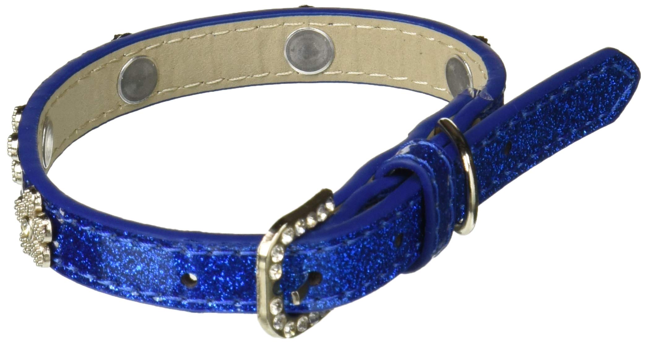 Dog, Puppy & Pet Widget Ice Cream Collar, Silver Flower Blue 14