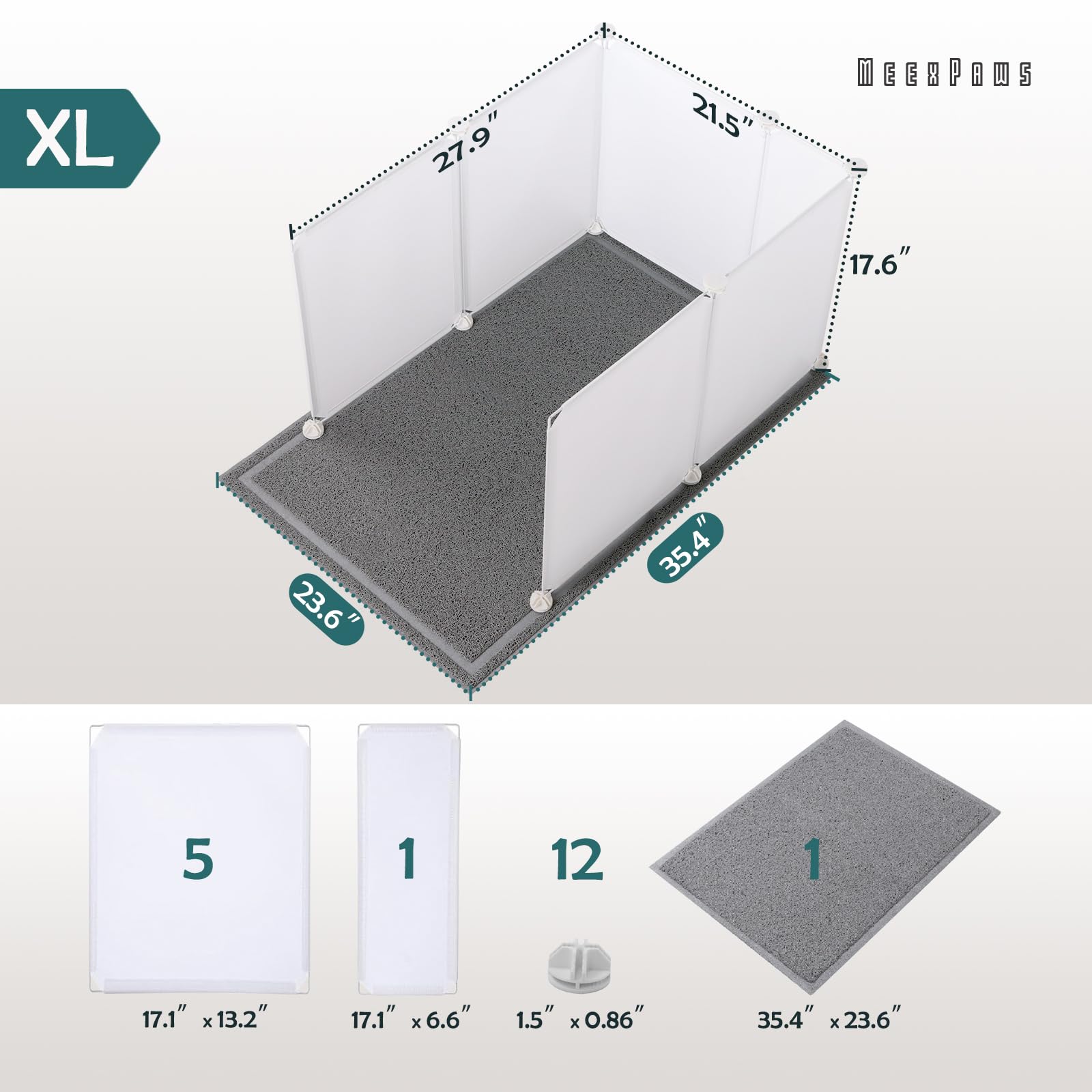 Meexpaws Cat Litter Box Enclosure Splash Guard Extra Large 28L ?21.5W X 18H Inch With Cat Litter Mat Easy Clean (White)