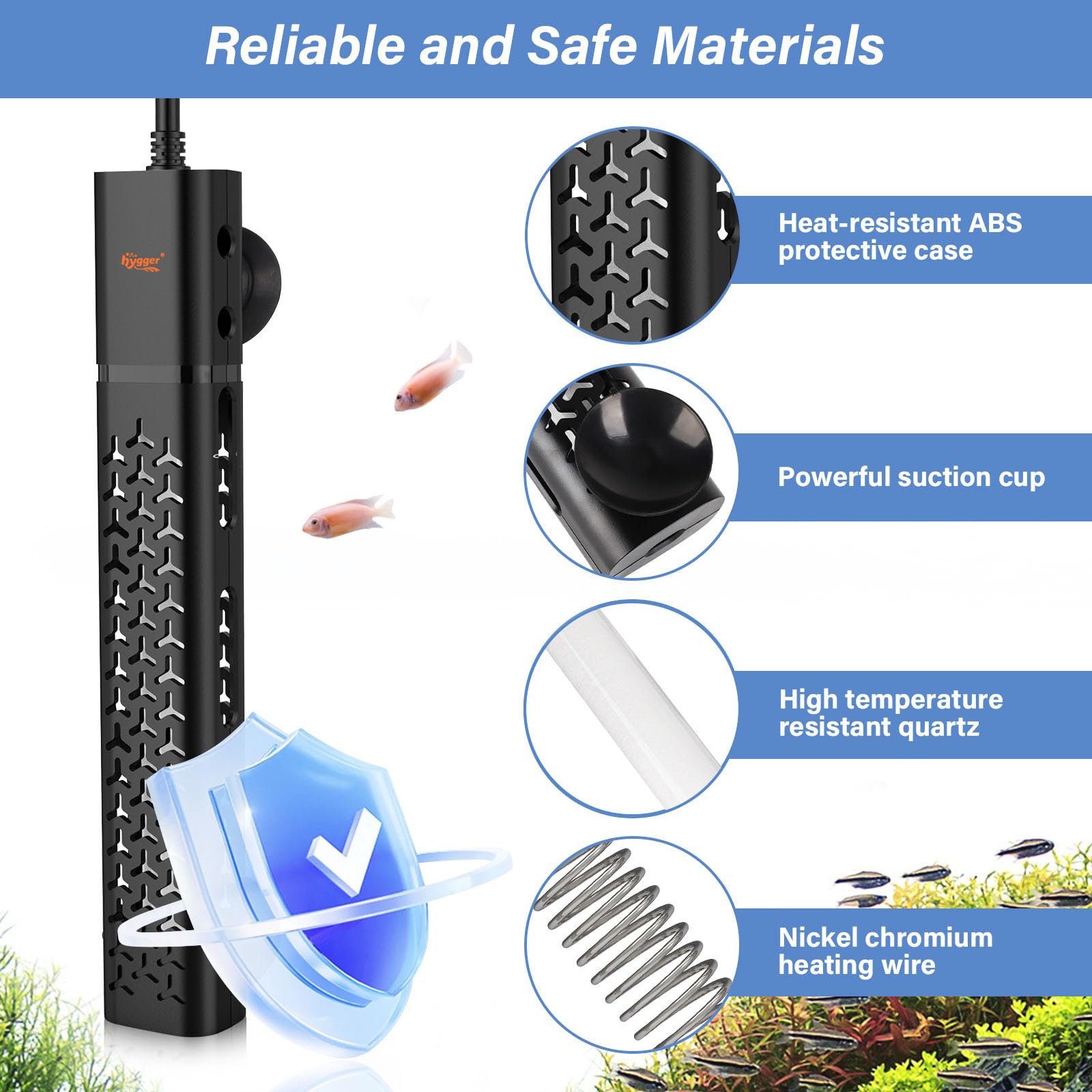 hygger 500w Aquarium Heater, Submersible Fish Tank Heater with Digital LED Controller and Intelligent Leaving Water Automaticall