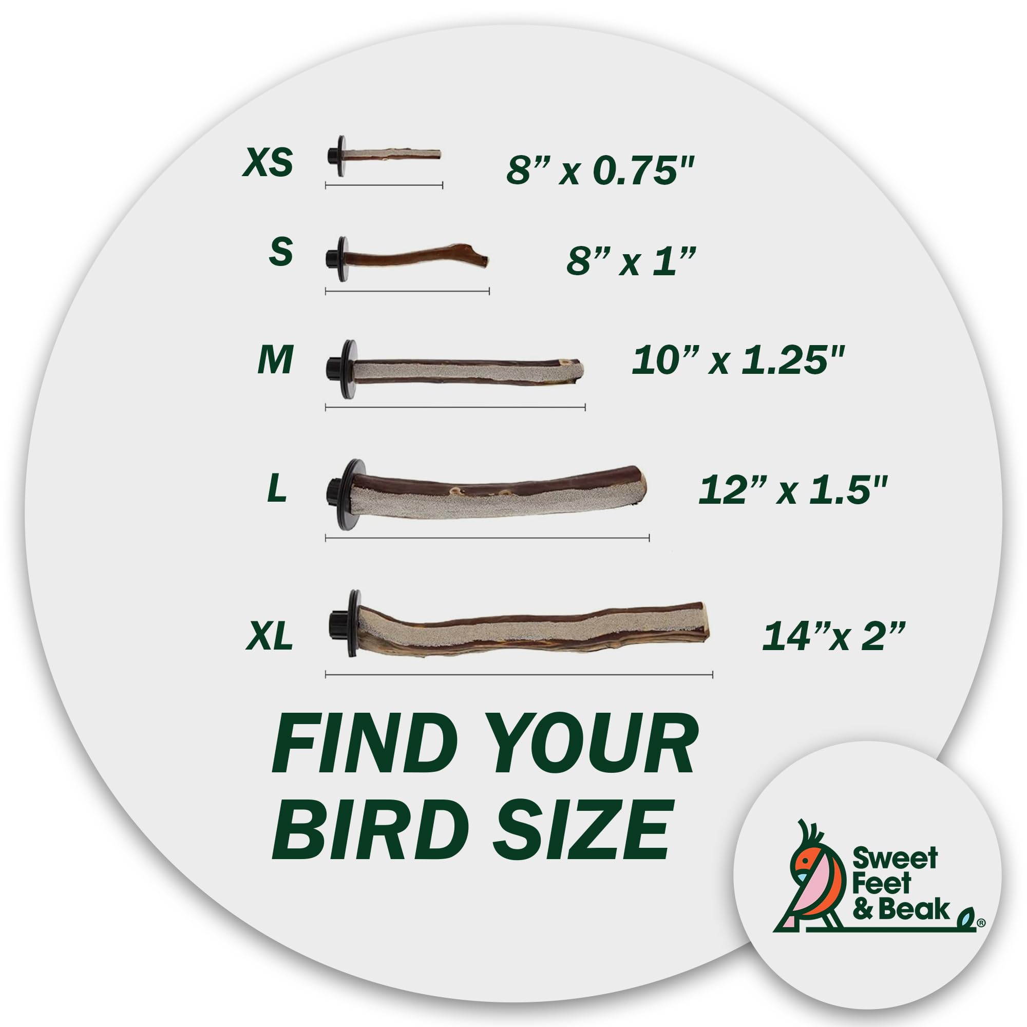 Sweet Feet And Beak Superoost Manzanita Pumice Pedicure Perch- Easy To Install Bird Cage Accessories For Healthy Feet, Nails And