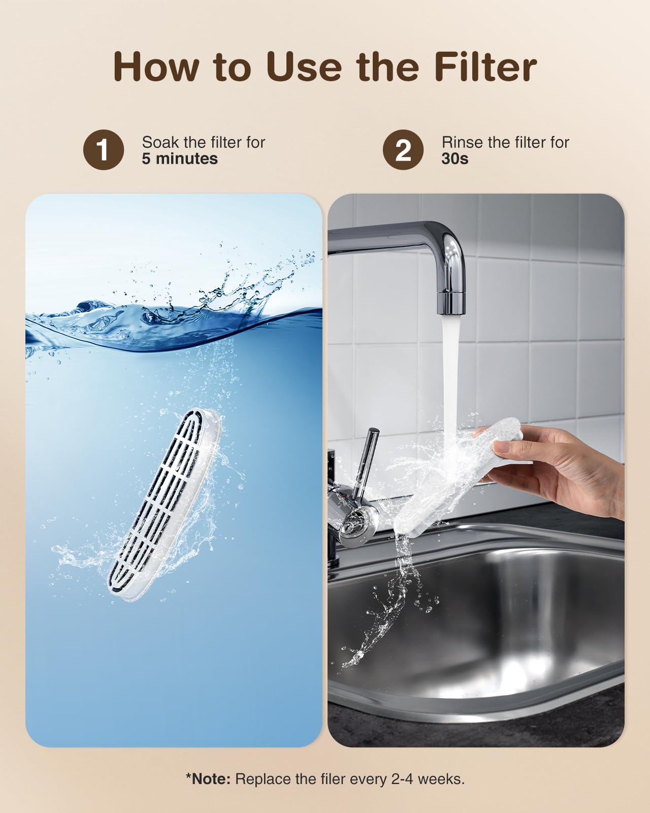 Opowo 6 Packs Replacement Filters & 6 Packs Pump Filter Sponges For 108Oz/3.2L Wireless Cat Water Fountain Ft999, 3 Months Set O