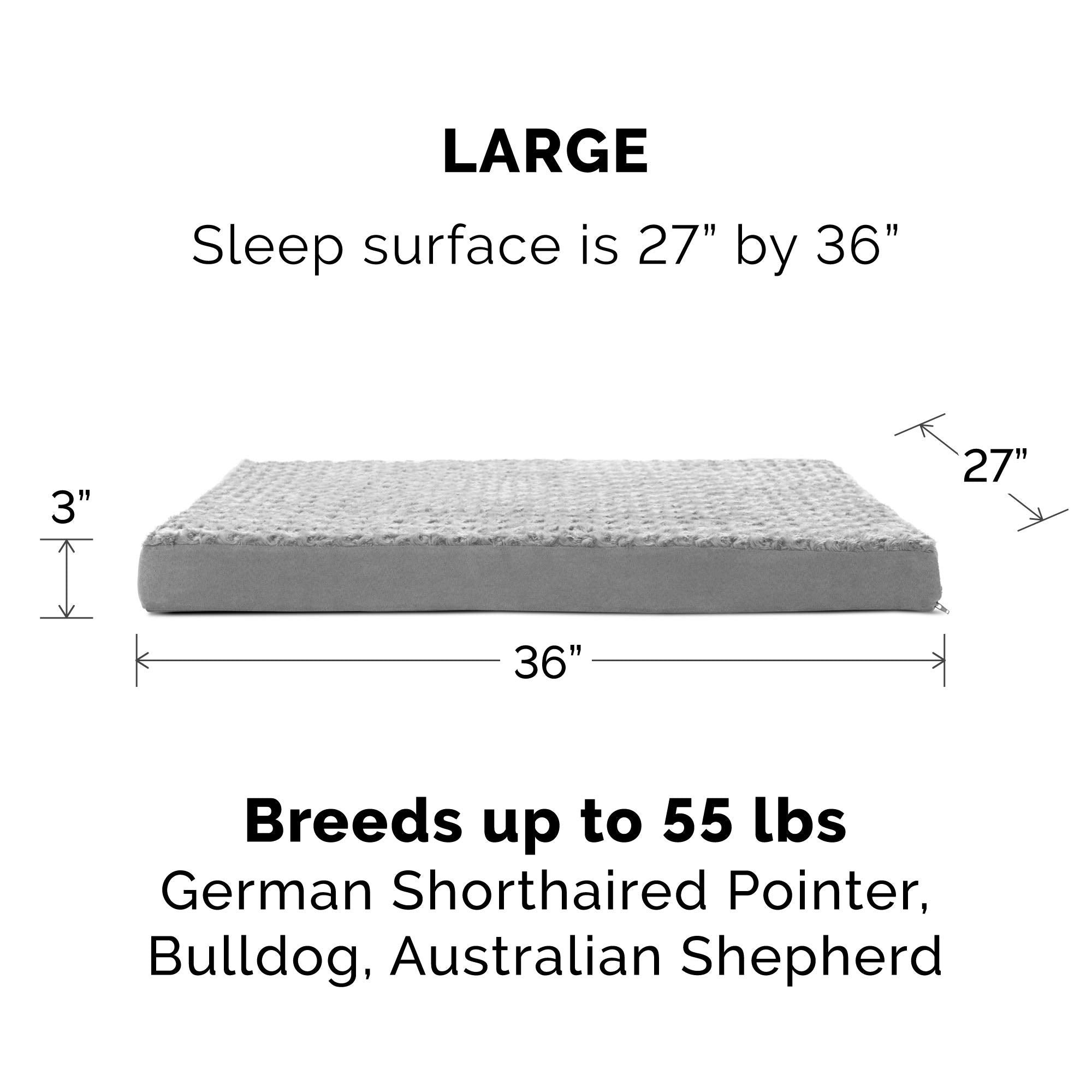Furhaven Orthopedic Dog Bed for Large/Medium Dogs w/ Removable Washable Cover, For Dogs Up to 55 lbs - Ultra Plush Faux Fur & Su