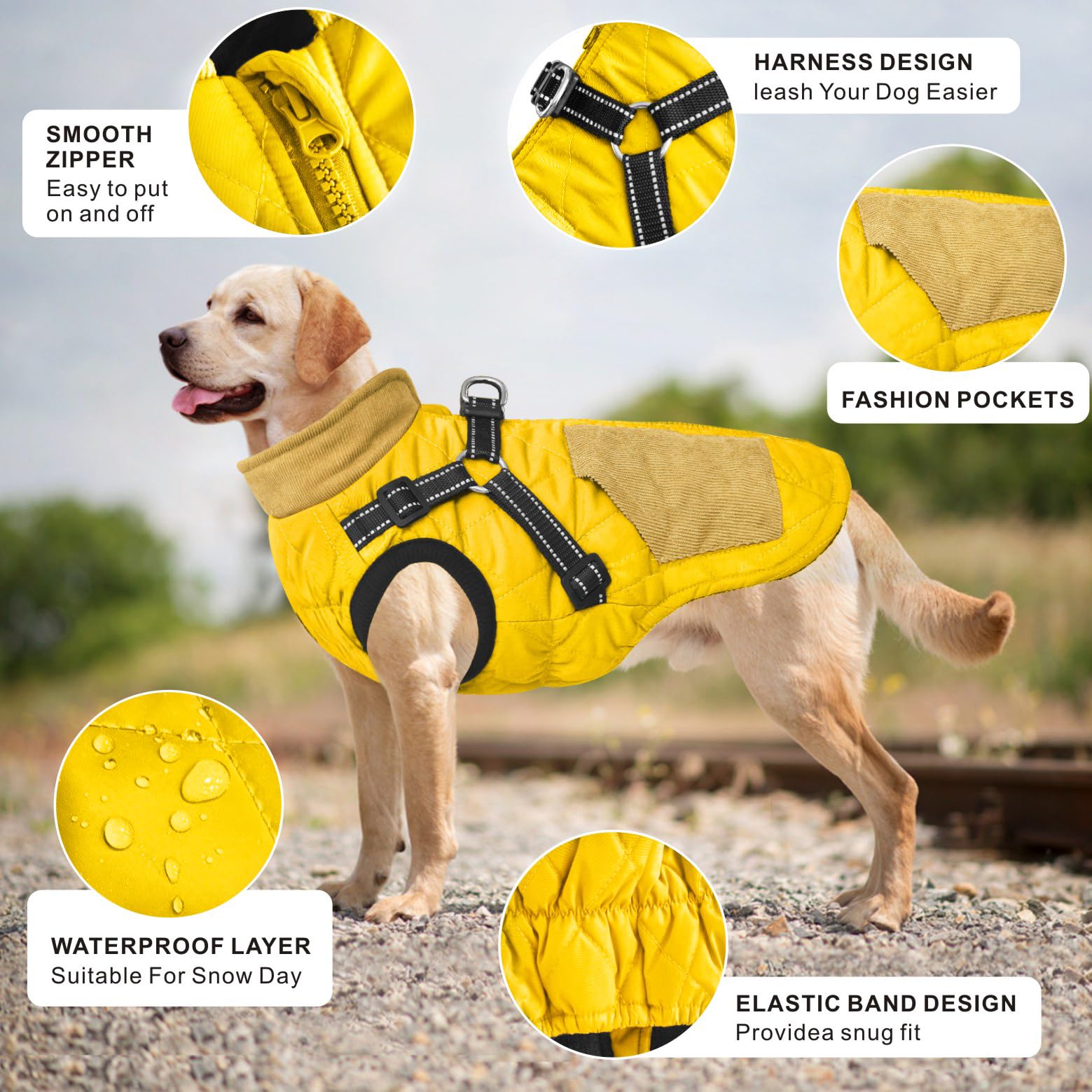 Mosucoirl Warm Dog Coats Pet Clothes, Waterproof Dogs Jacket Reflective Pet Outfits Winter Dog Cold Weather Coat Cozy Snow Jacke