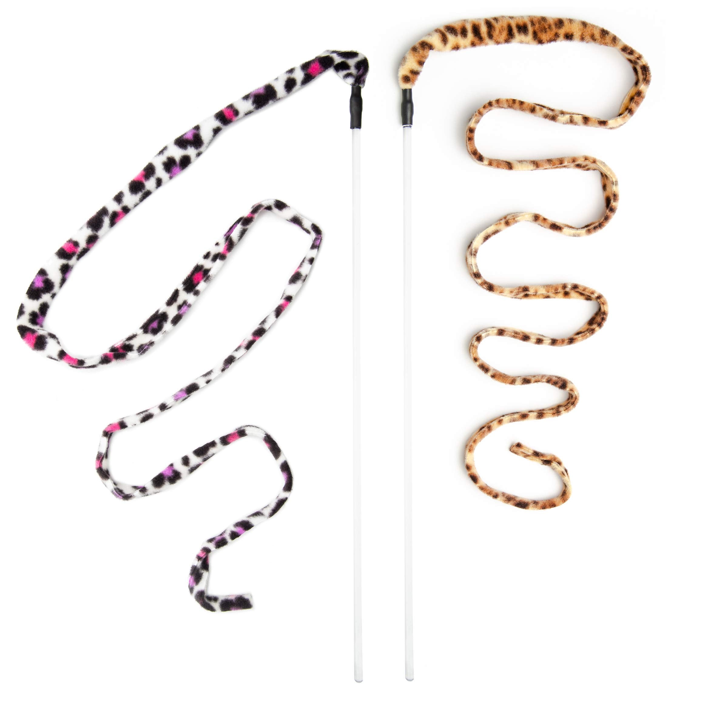 Cat Dancer Jungle Cat Wand (Pack Of 2), Charmer Interactive Cat Toy, Safe Teaser Wand For Indoor Cats & Kittens, Flexible Exercise Toy Made Of Multicolor Fabric Ribbon, For Medium Breeds