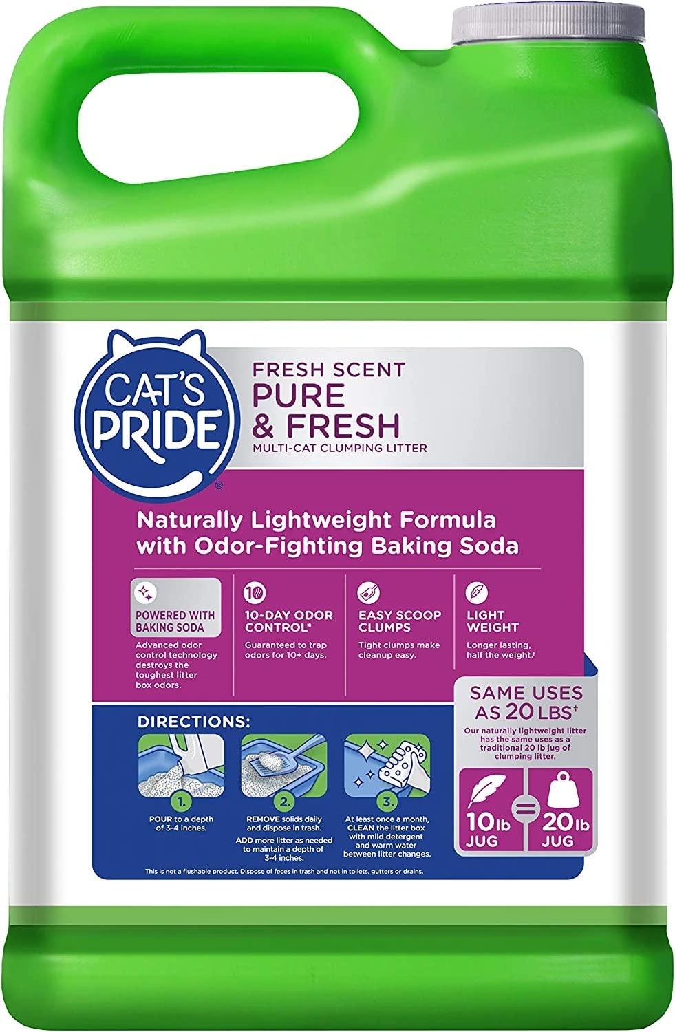 Cat'S Pride Fresh Scent Pure & Fresh Multi-Cat Clumping Litter, 10-Pound Jug, Pack Of 3 (C47510-C40)