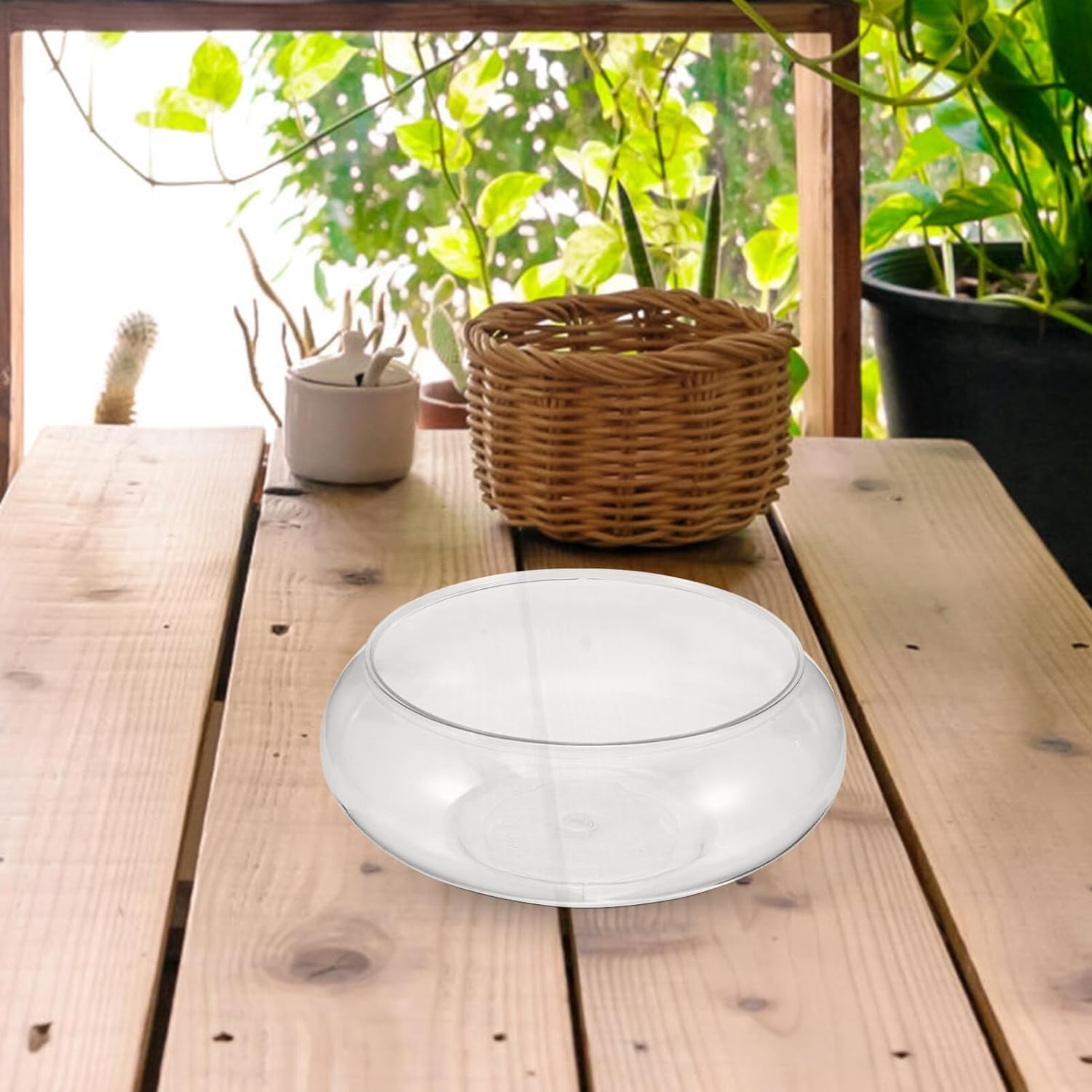 Clear Fish Bowl Vase Bubble Bowl Round Shallow Planter Terrarium Fish Bowl Aquatic Plant Pot Daffodil Pot Hydroponic Planter Fis
